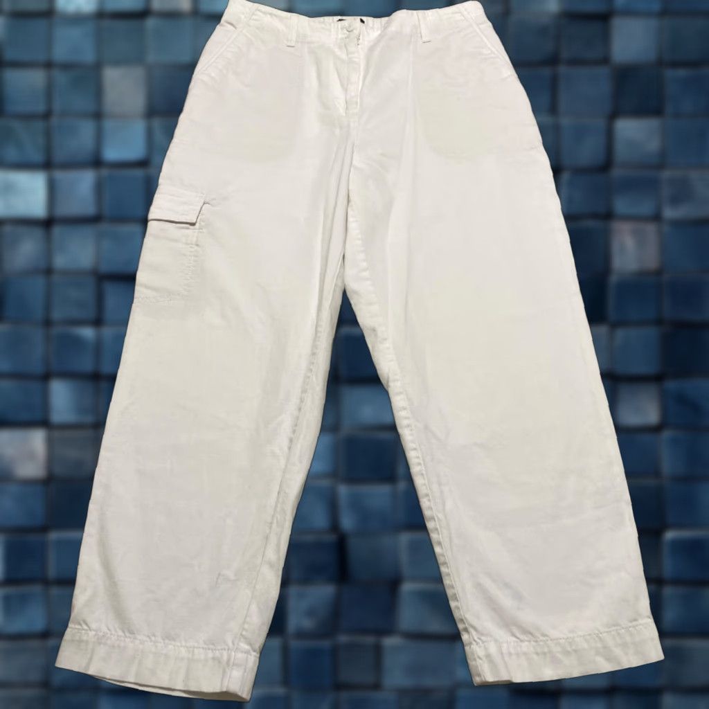 Talbots Talbots Womens Pants 8 White Cargo Straight High Rise Elastic Waist Regular Size 30" / US 8 / IT 44 - 1 Thumbnail