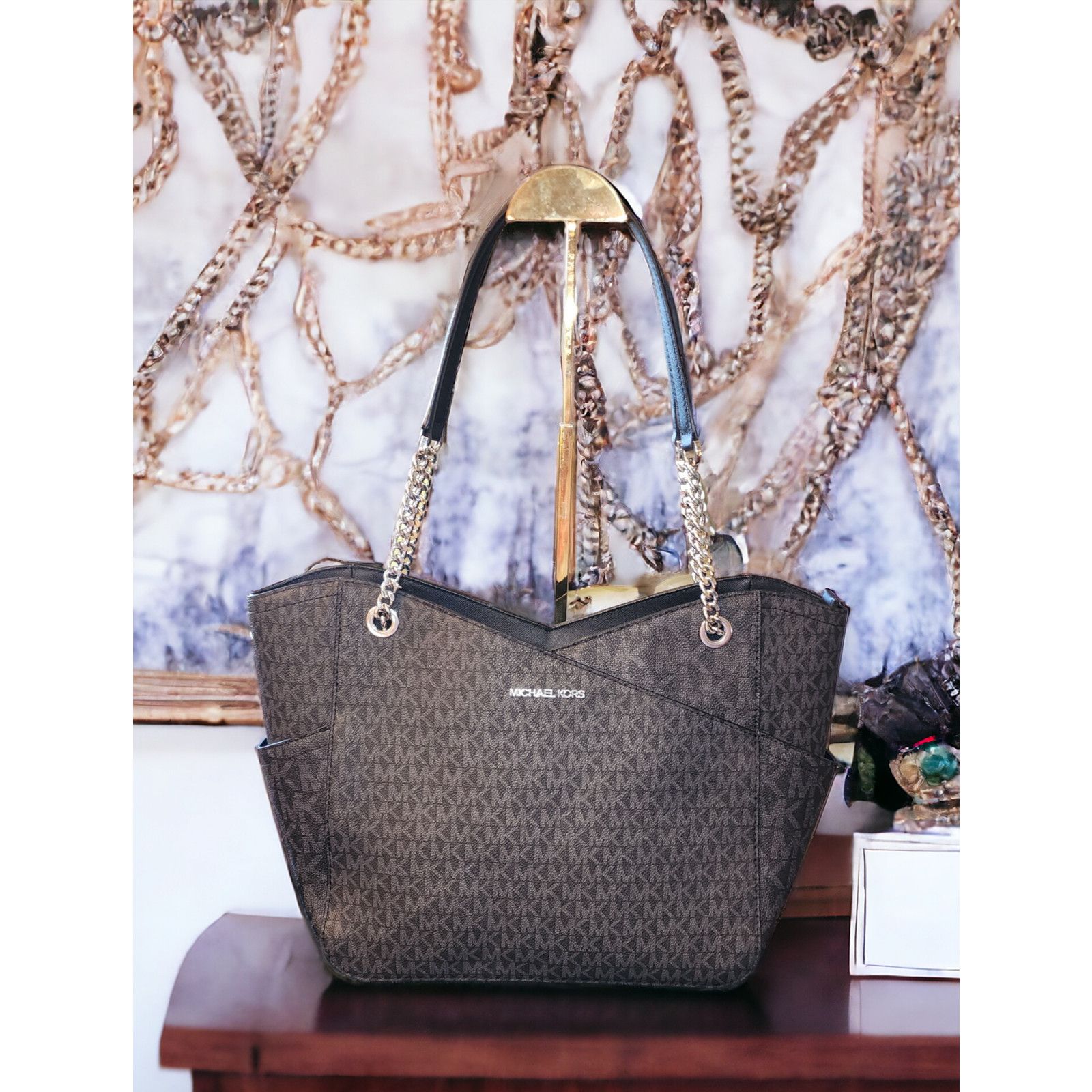 Michael Kors Michael Kors Jet Set Large Logo Shoulder Bag dark gray black Size ONE SIZE - 2 Thumbnail