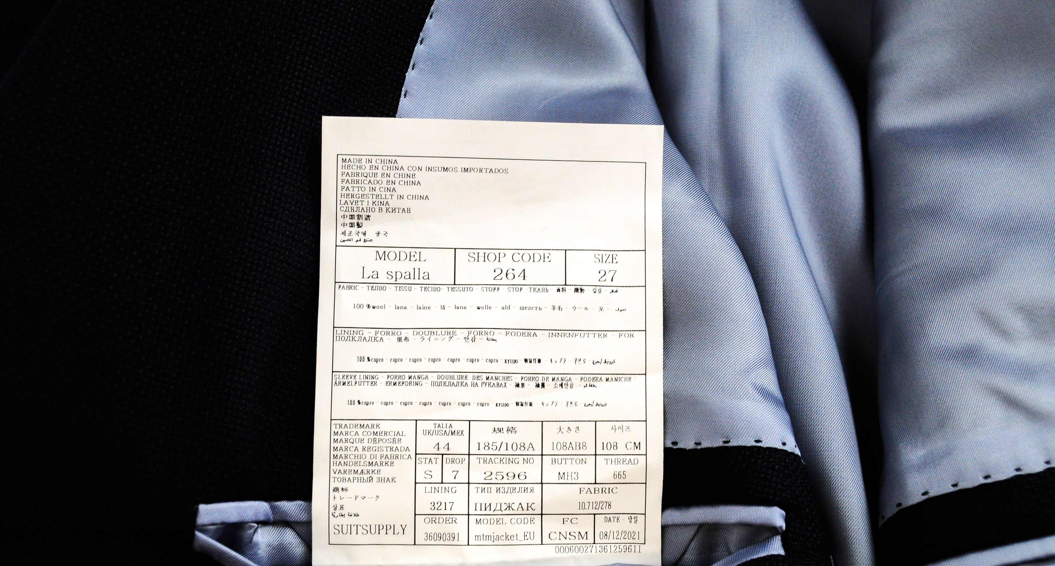 Suitsupply LA SPALLA UK44S Blue Wool Lined Blazer 56751 Size 44S - 6 Thumbnail