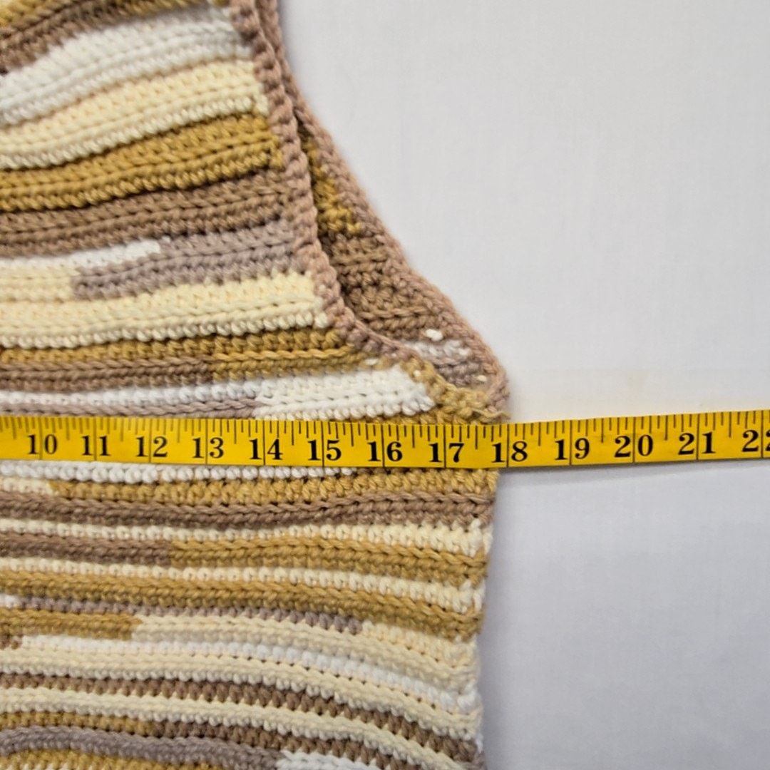 Handmade Womens Brown Tan S knitted Vest Striped Boho Knit Vest Size S / US 4 / IT 40 - 6 Thumbnail