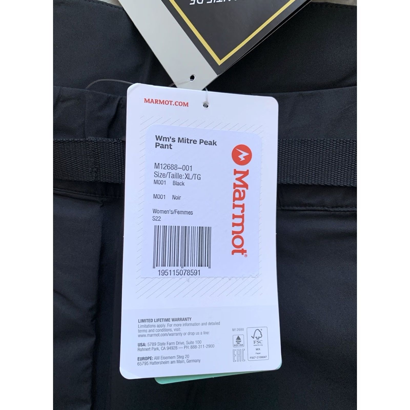 Marmot MARMOT MITRE PEAK 3L GORE TEX Shell MOUNTAINEERING Pants Women’s XL Black Rain Pants Womens Size 40" / US 18 - 6 Thumbnail