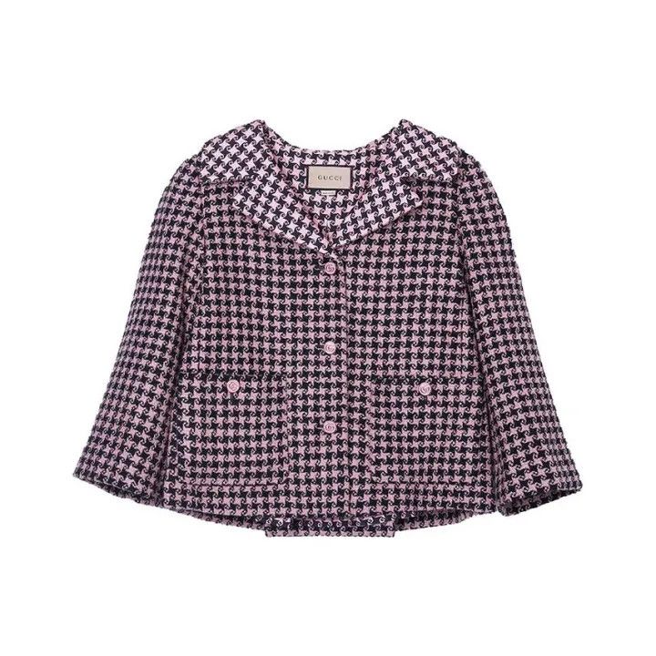 Gucci Gucci Pink Houndstooth Collar Jacket for Women Size M / US 6-8 / IT 42-44 - 1 Thumbnail