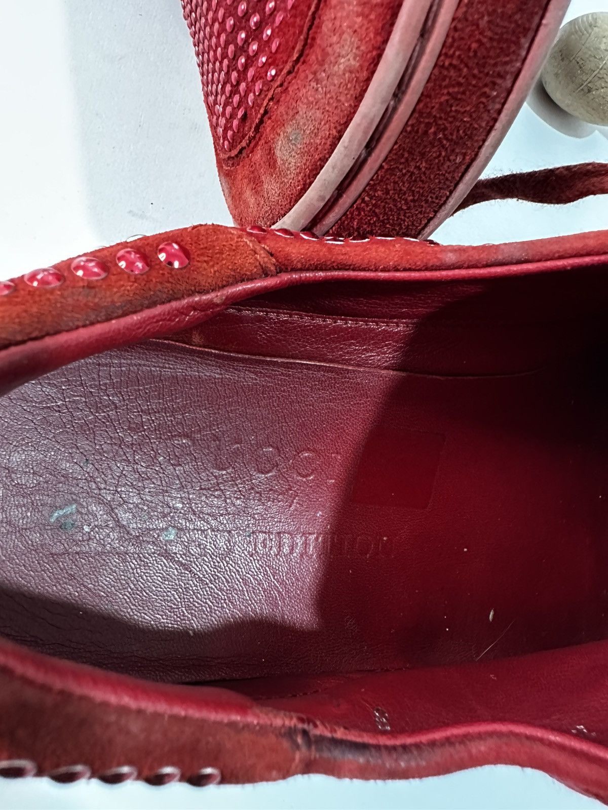 Gucci Gucci Red Suede Studded Limited Edition Low Top Sneakers. Size US 8 / EU 41 - 14 Thumbnail