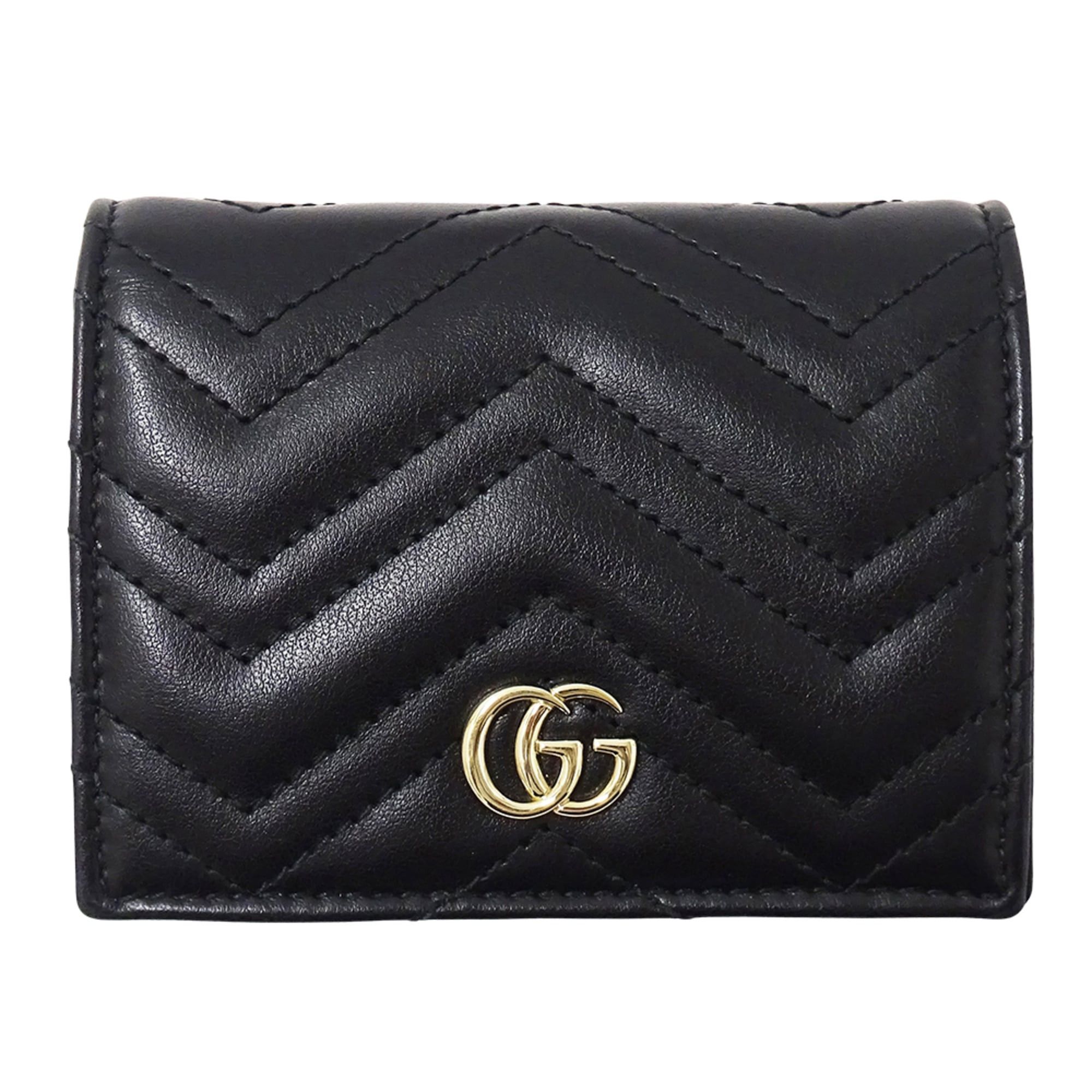 Gucci Gucci Wallet for Women and Men, Brand Name, Bi-fold Wallet, GG Marmont Leather, Black, 466492, Quilted, Mini Size ONE SIZE - 1 Thumbnail