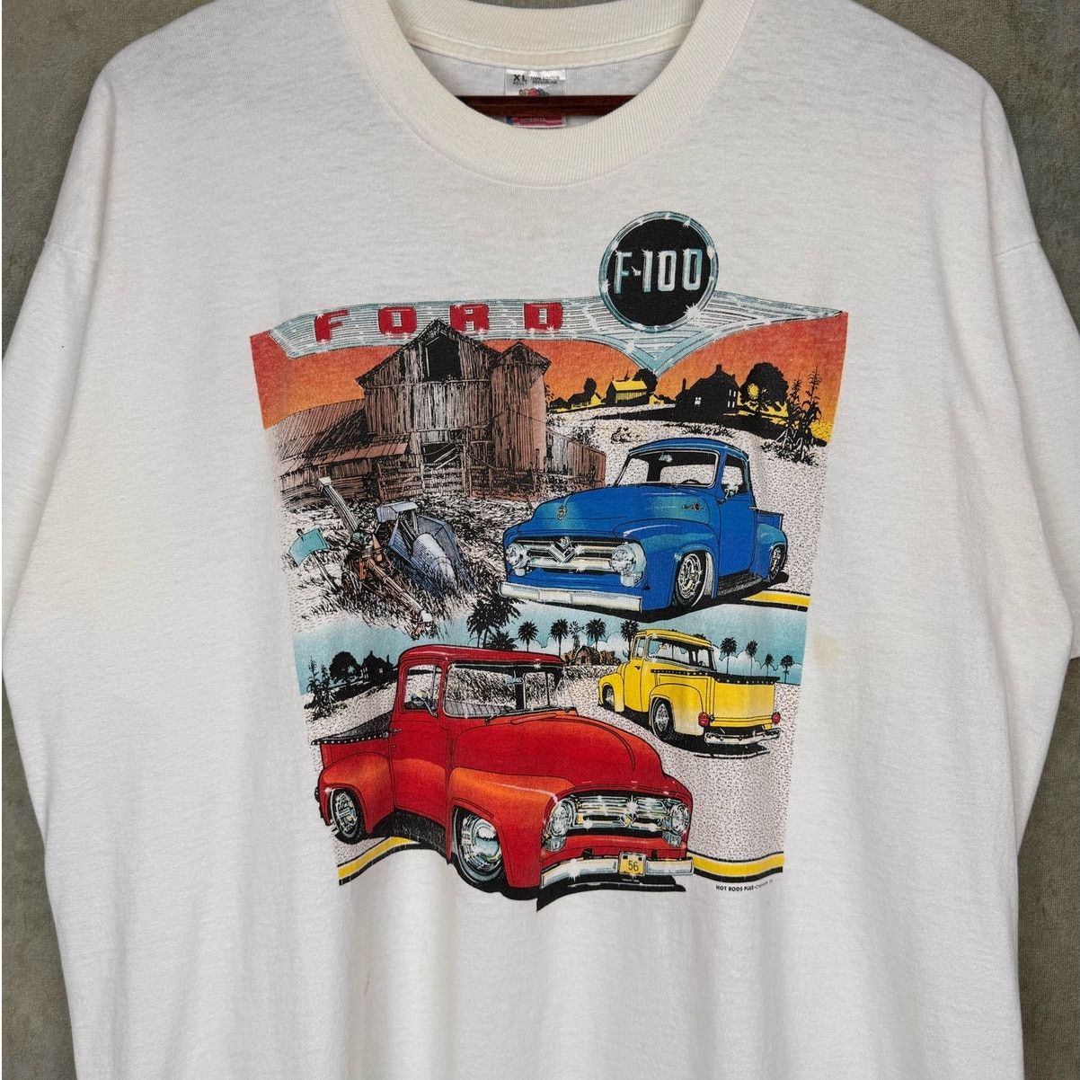 Ford × Fruit Of The Loom × Vintage VTG 90s Ford F-100 Truck T Shirt Sz XL White Retro Cars Size US XL / EU 56 / 4 - 3 Thumbnail