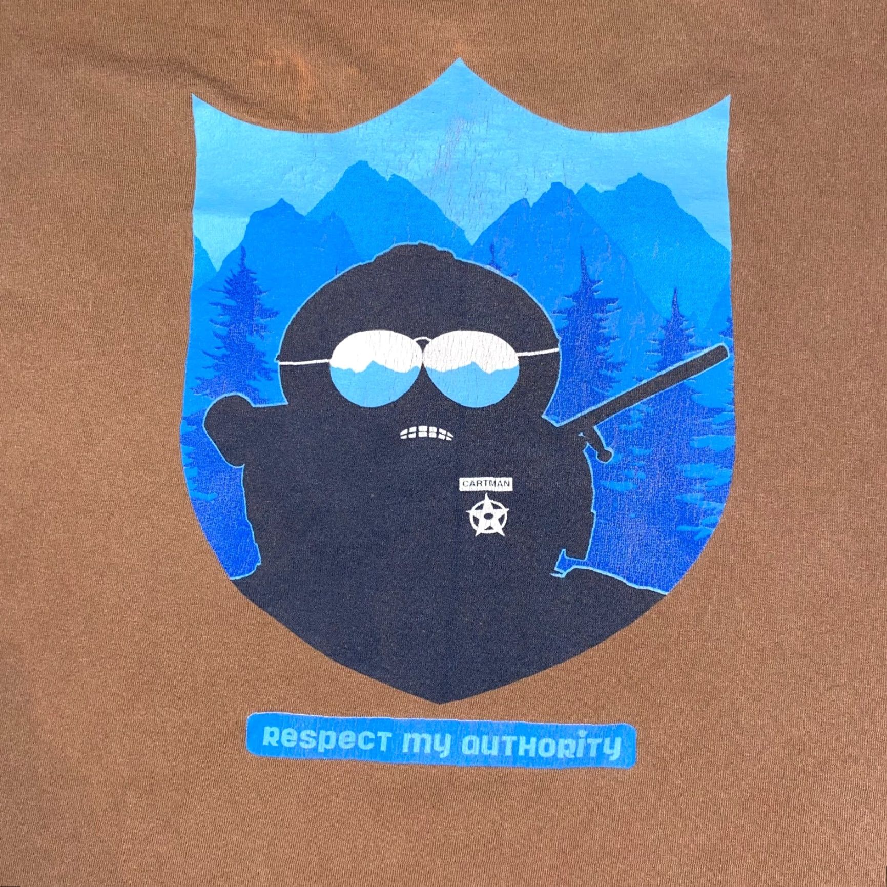 Delta VINTAGE Delta South Park Cartman Respect my Authority Brown Graphic Tshirt L Y2K Mens Size US L / EU 52-54 / 3 - 2 Thumbnail