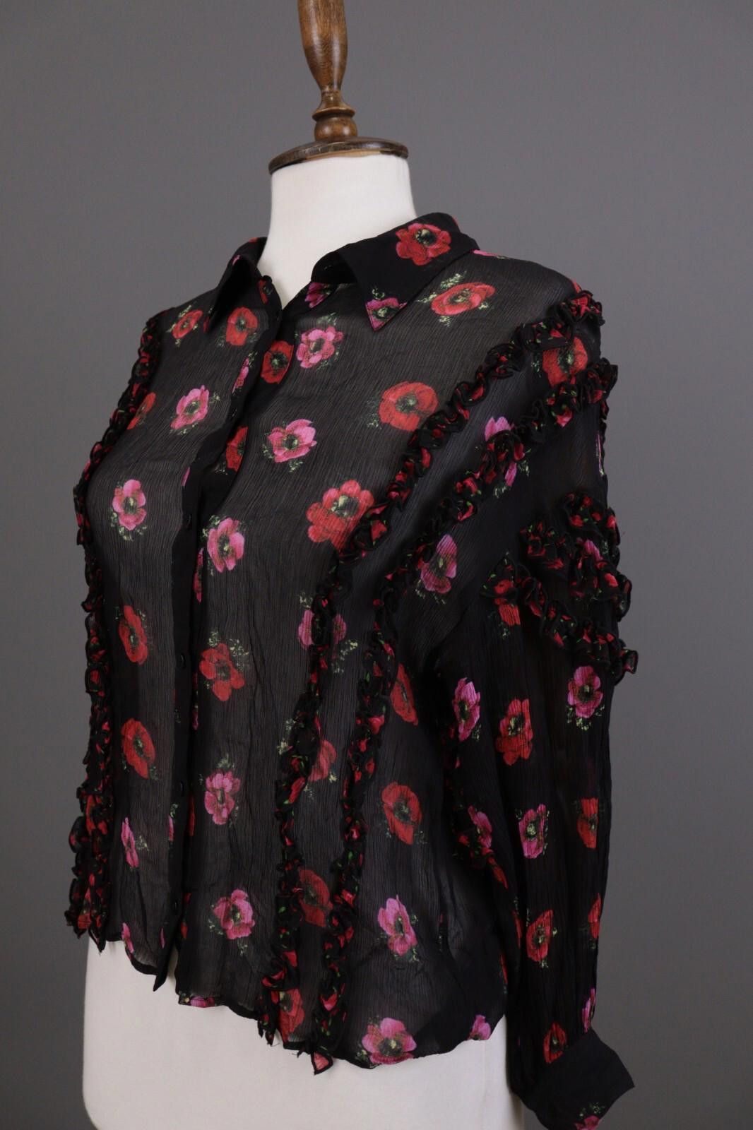 The Kooples The Kooples Paris Black Floral Mesh Shirt Size 1 / S Size M / US 6-8 / IT 42-44 - 8 Thumbnail