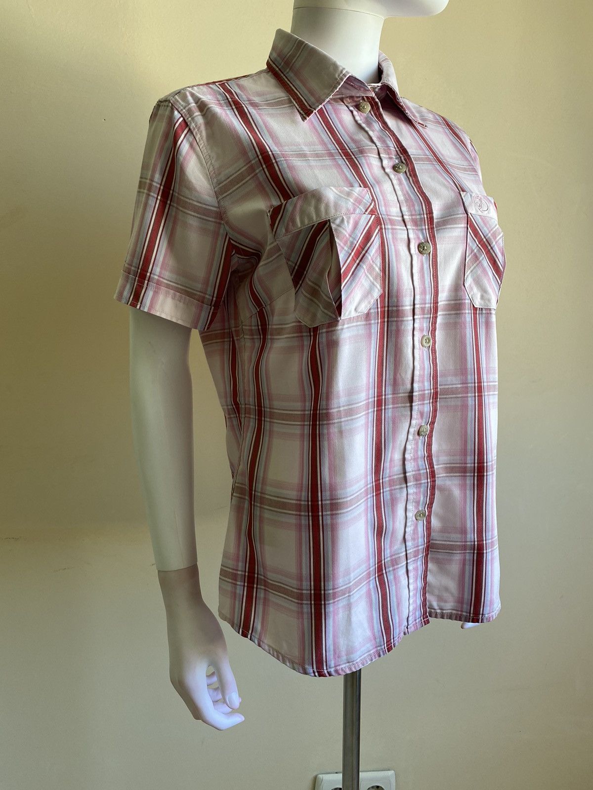 Fjallraven Fjall Raven Womens Pink Button Up Short Sleeve Check Shirt Size M / US 6-8 / IT 42-44 - 6 Thumbnail