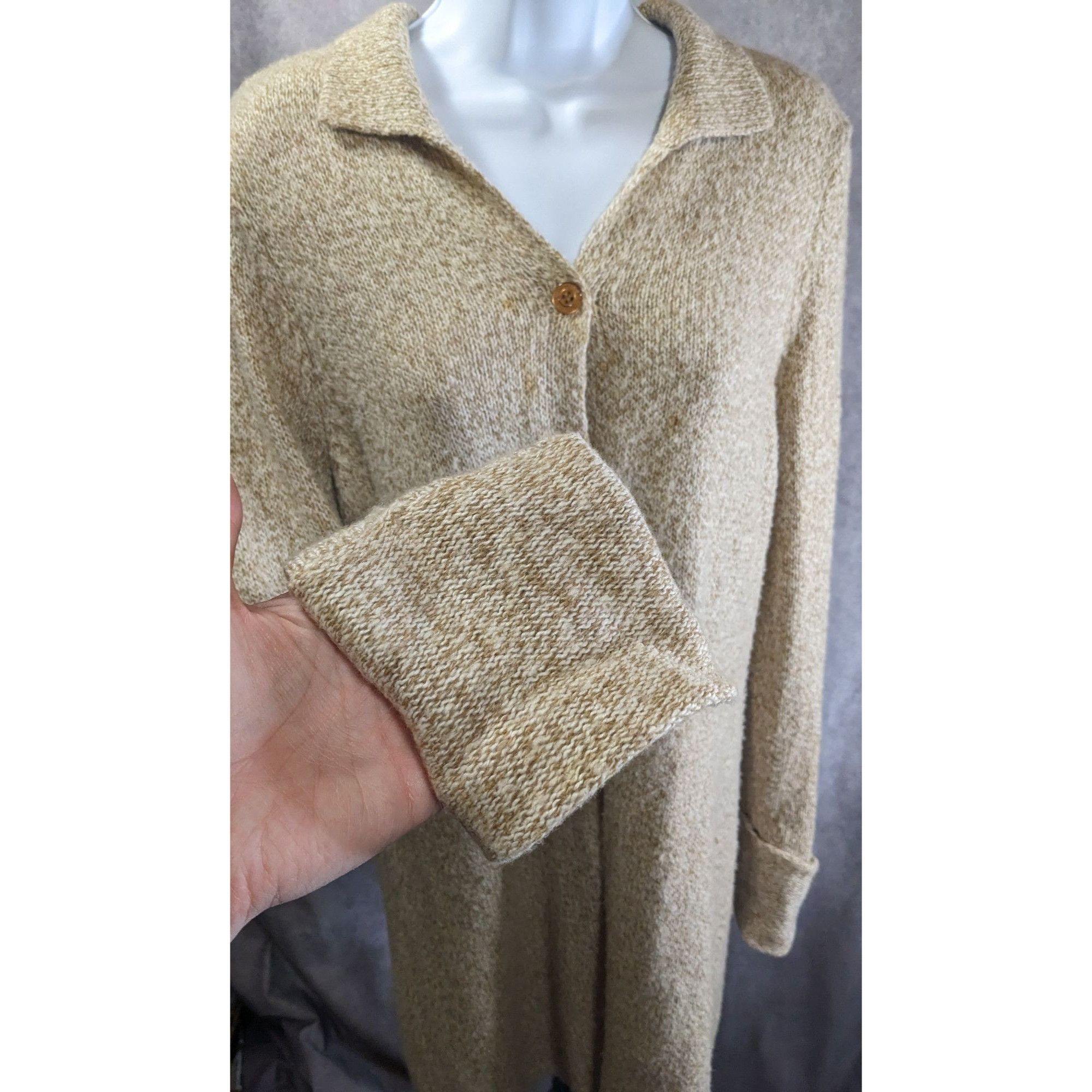 Calvin Klein Preppy Calvin Klein Longline Womens Beige Button-Down Cardig Size L / US 10 / IT 46 - 4 Thumbnail