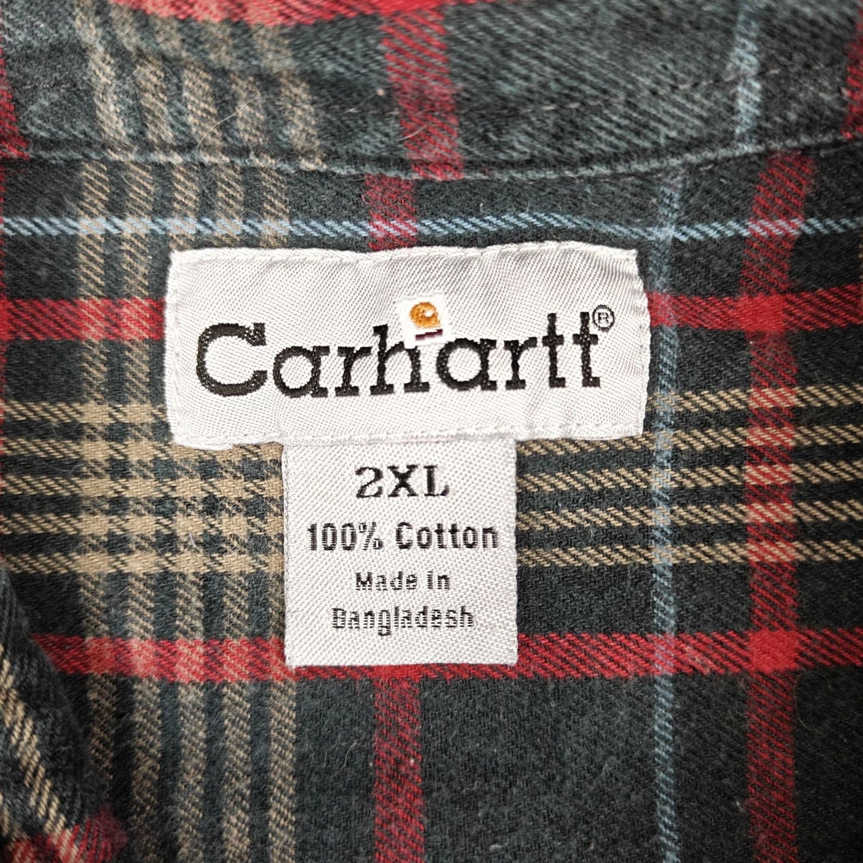Carhartt VINTAGE Carhartt Shirt Mens 2XL Black Plaid Cotton Long Sleeve Button Up Size US XXL / EU 58 / 5 - 3 Thumbnail