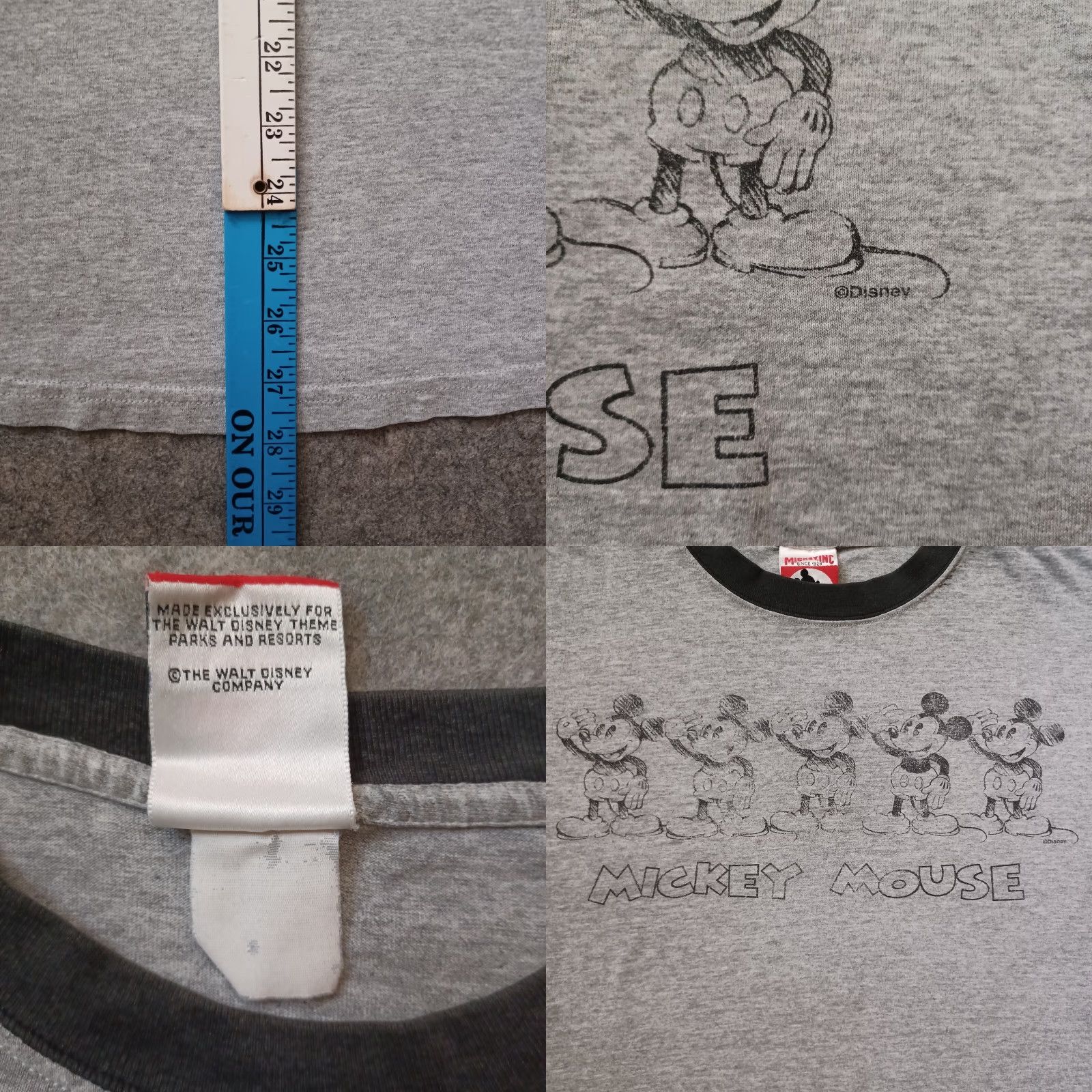 Disney VINTAGE Disney T Shirt Mens Large Gray Mickey Mouse Graphic Short Sleeve 90s Size US L / EU 52-54 / 3 - 8 Thumbnail