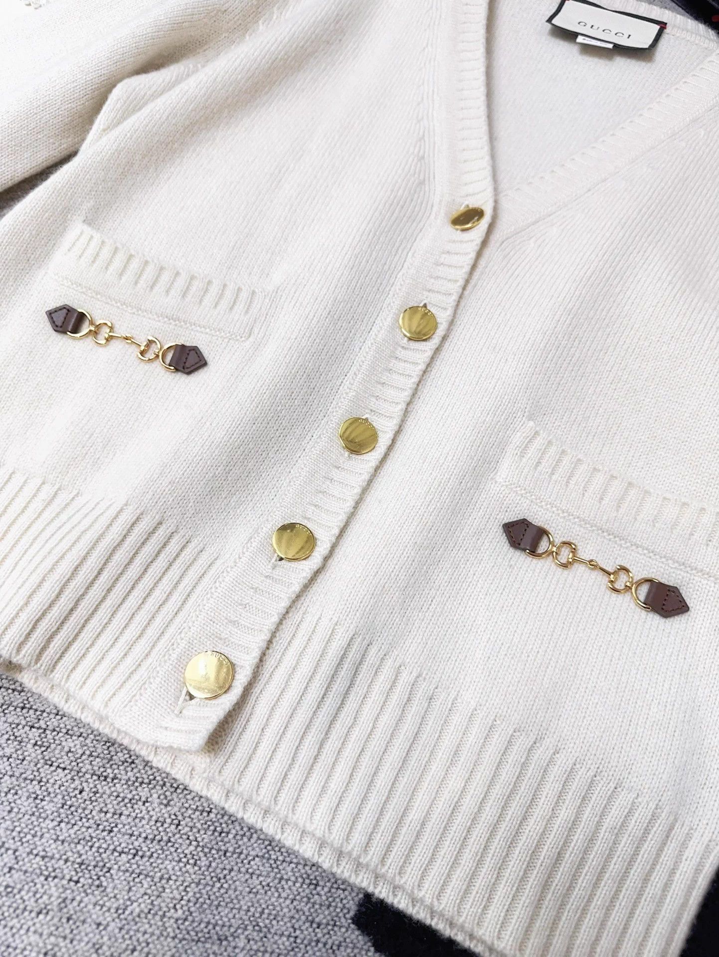 Gucci Gucci ivory cashmere horsebit pocket cardigan S Size S / US 4 / IT 40 - 6 Thumbnail