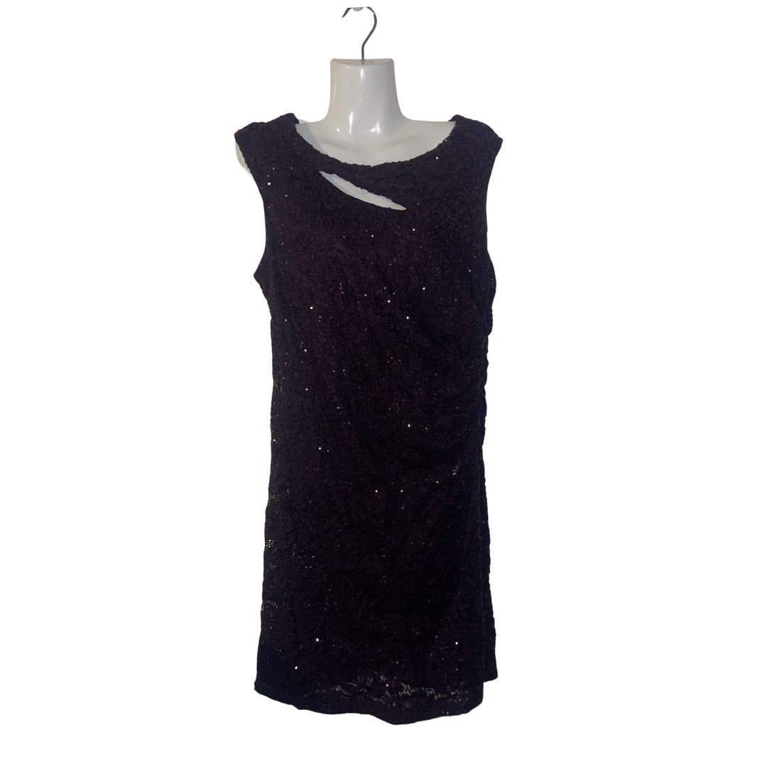 Other Scarlett Purple Sequin Ruched Dress SZ 12 Special Occassion Size XL / US 12-14 / IT 48-50 - 2 Thumbnail