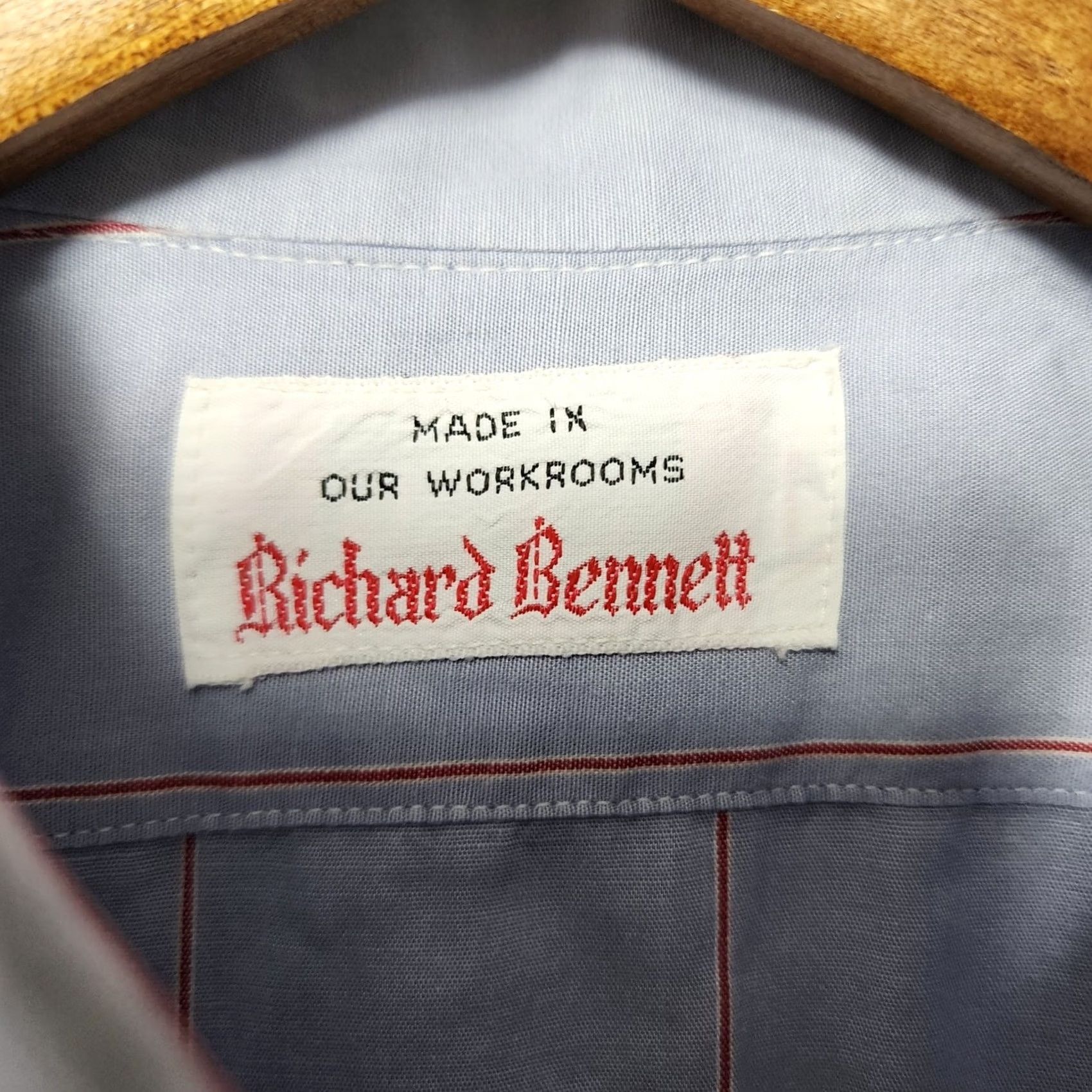 Vintage VINTAGE 80s Richard Bennett Shirt Striped Blue Red Long Sleeve Button-Down Collar Mens Medium US Made Size US M / EU 48-50 / 2 - 3 Thumbnail