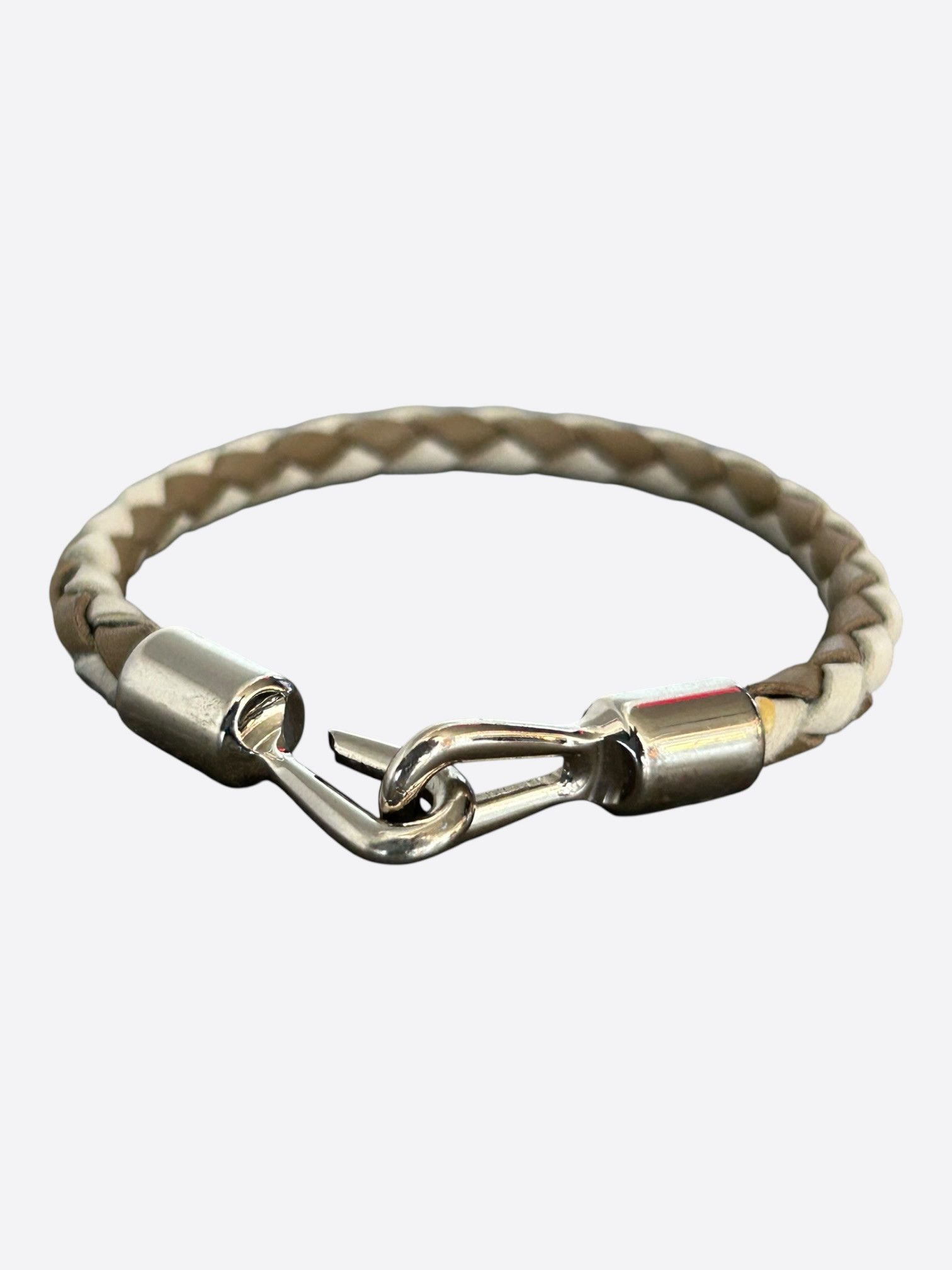 Saint Laurent Paris Saint Laurent Beige & Brown Braided Leather Bracelet Size ONE SIZE - 2 Thumbnail