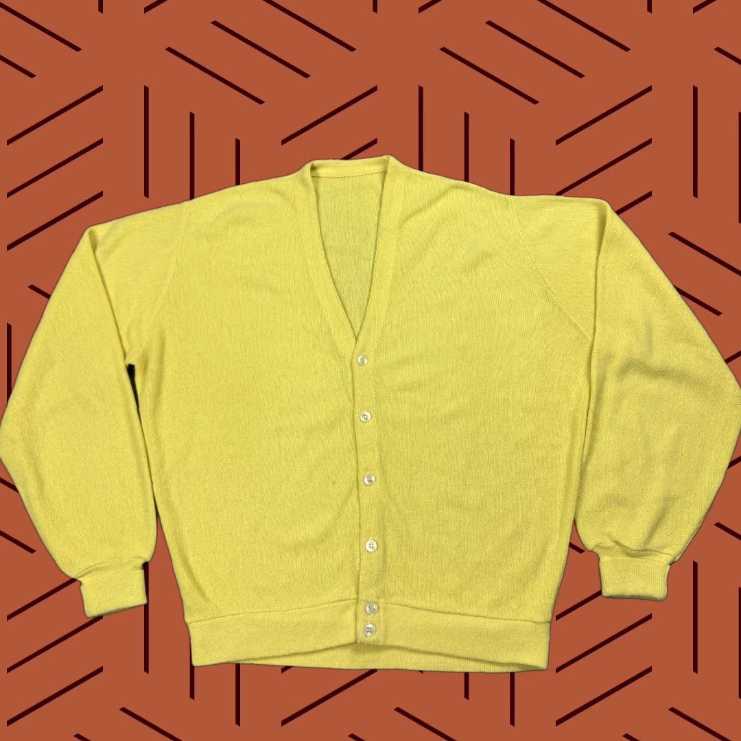 Vintage VINTAGE TRUE VINTAGE 70s YELLOW KNIT CARDIGAN WOOL BLEND PREPPY GRANDPA BUTTON MENS L Size US L / EU 52-54 / 3 - 1 Thumbnail