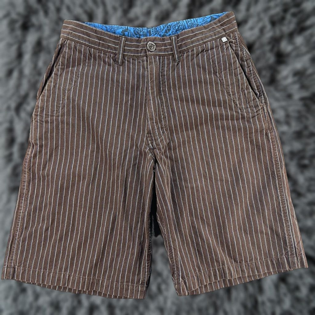 Element VINTAGE Element Shorts Mens 29 Brown Pinstripe Chino Flat Front Style M263DAD Size US 29 - 1 Thumbnail