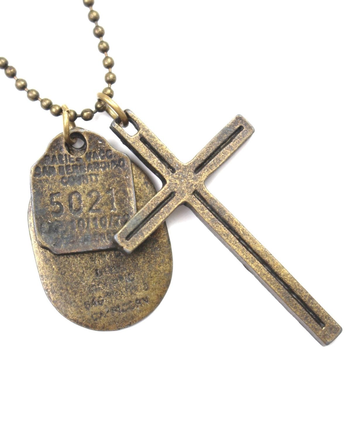 Vintage 1990S JAPANESE MADE PATINA CROSS LAYERED DOG TAG CHARM CHAIN Size ONE SIZE - 3 Thumbnail