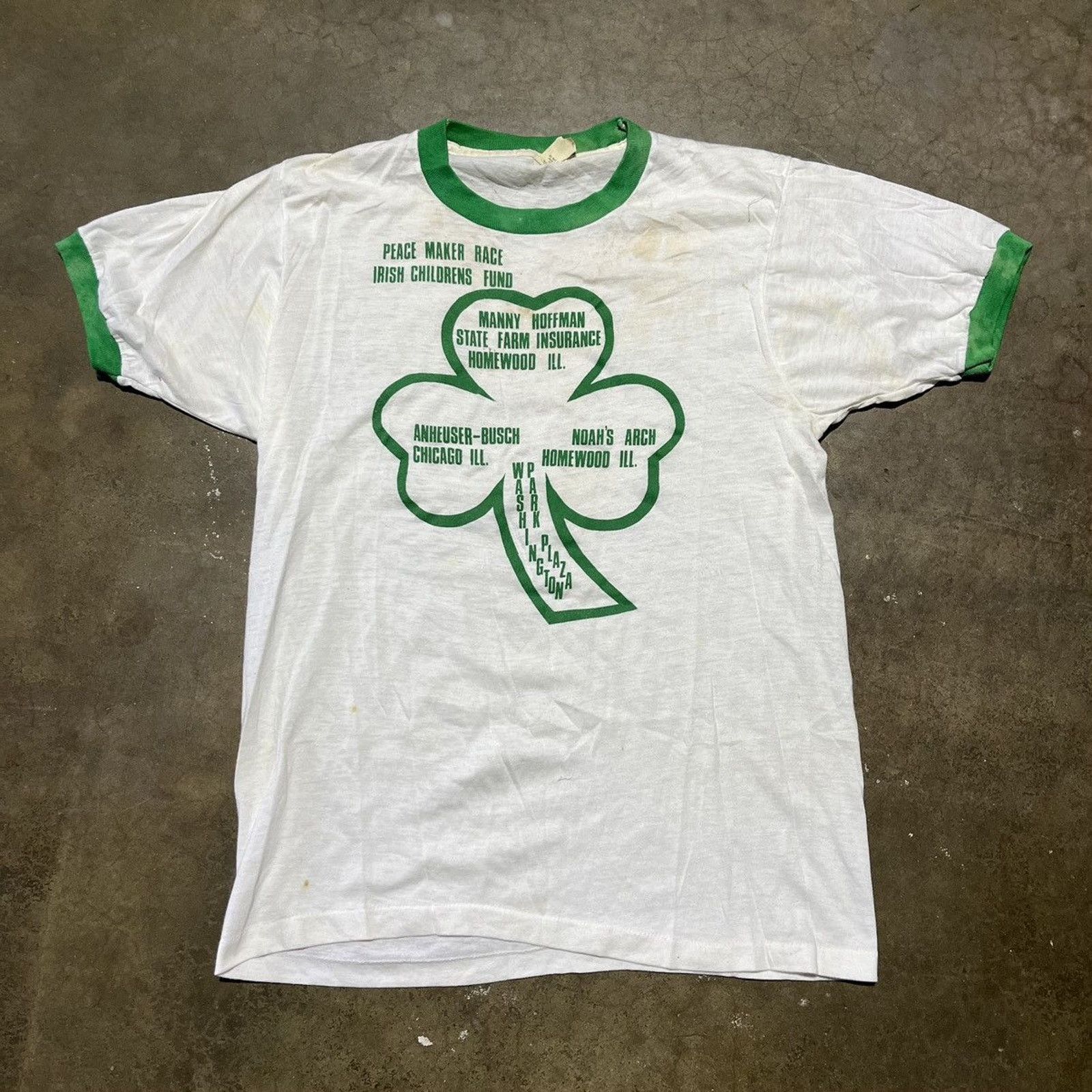 Vintage Vintage 80s Peace Maker Irish Race Running Ringer T-Shirt Size US L / EU 52-54 / 3 - 1 Thumbnail