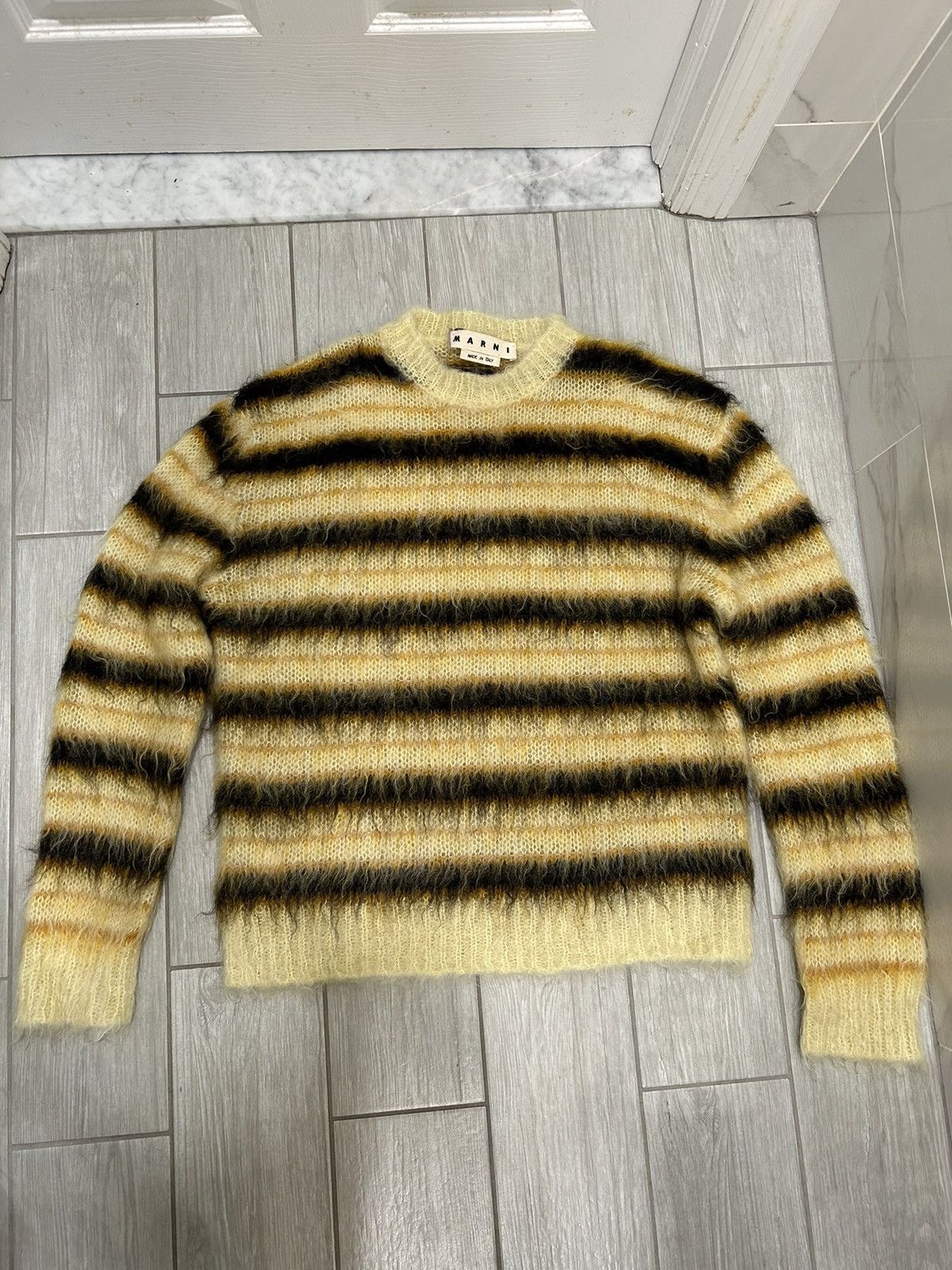 image of Marni Fw19 Yellow Mohair Fuzzy Wuzzy Bee Jumper Sweater 46 S, Men's (Size Small)