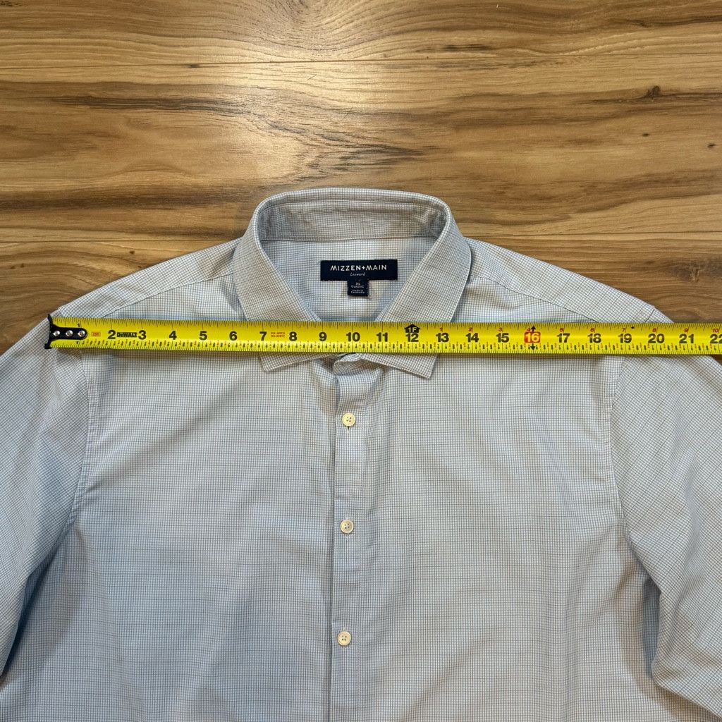 Jordan Brand Mizzen+Main Leeward XL Classic Fit Blue Micro Grid Shirt Size 38L - 4 Thumbnail