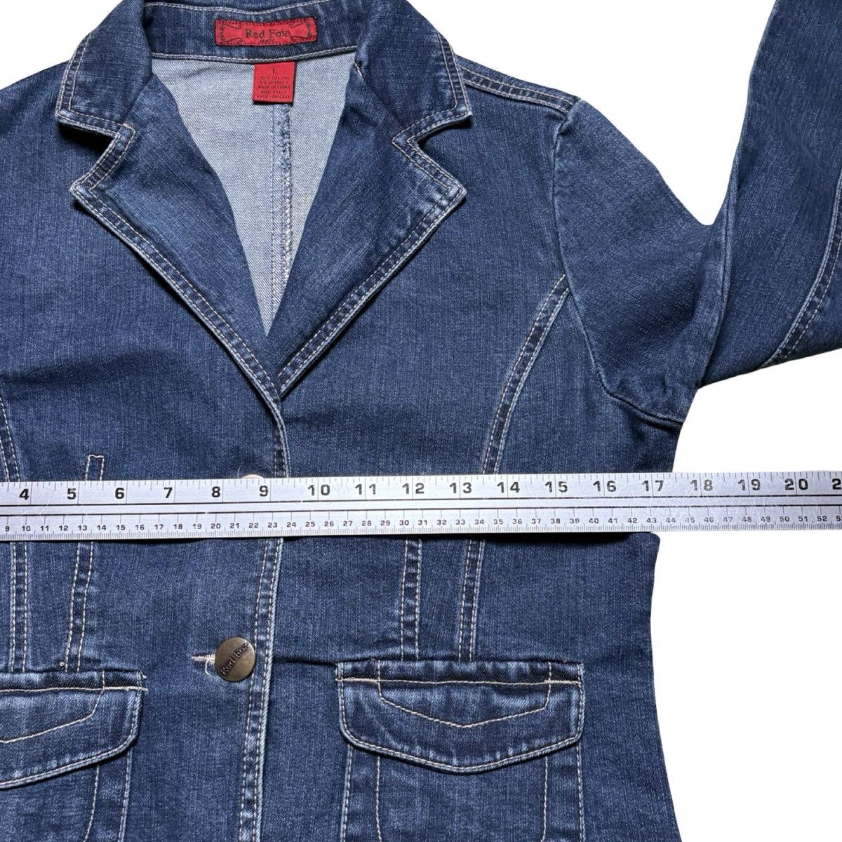 Other VTG Y2k Red Fox Denim Blazer Jacket Women's L Blue Dark wash Size L / US 10 / IT 46 - 3 Thumbnail