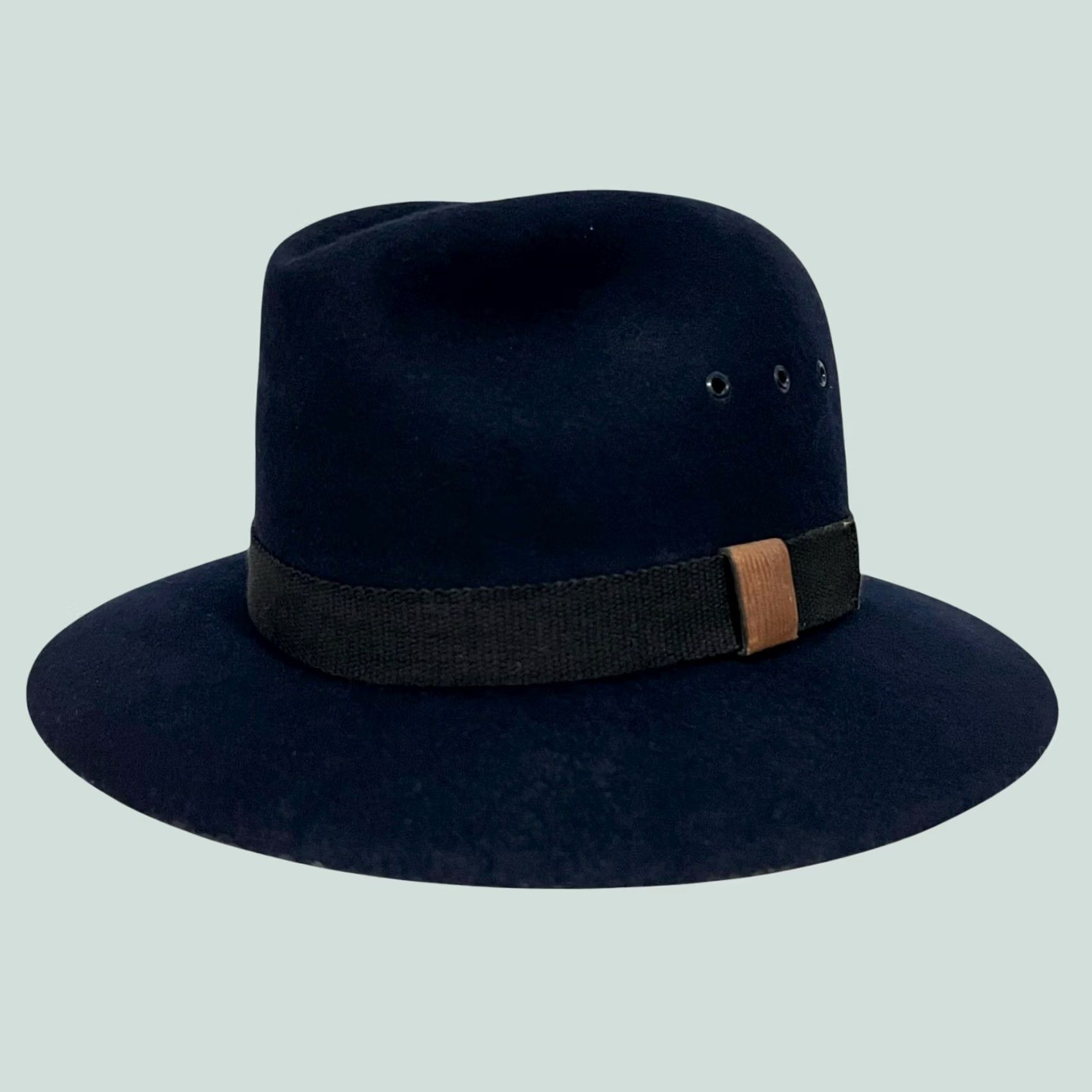 Vintage VINTAGE Kenwood Fedora Hat Men 100% Wool Navy Blue Lined Size 7 Band Wool Fedora Mens Blue Size ONE SIZE - 1 Thumbnail