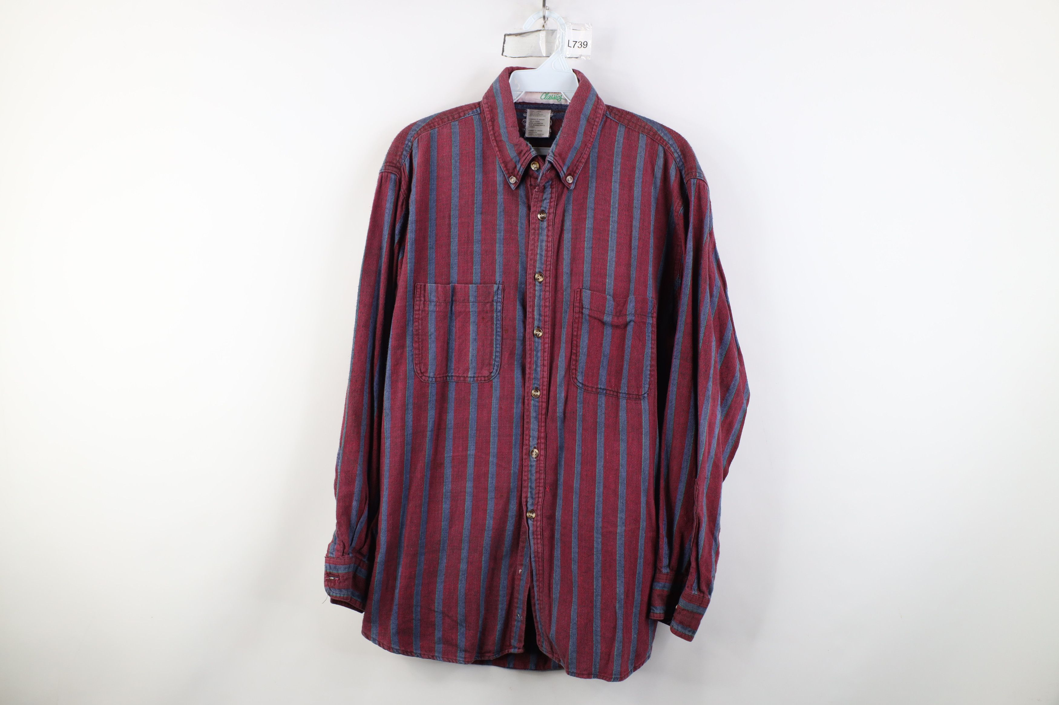 Vintage Vintage 90s Streetwear Striped Flannel Button Down Shirt Size US L / EU 52-54 / 3 - 1 Thumbnail