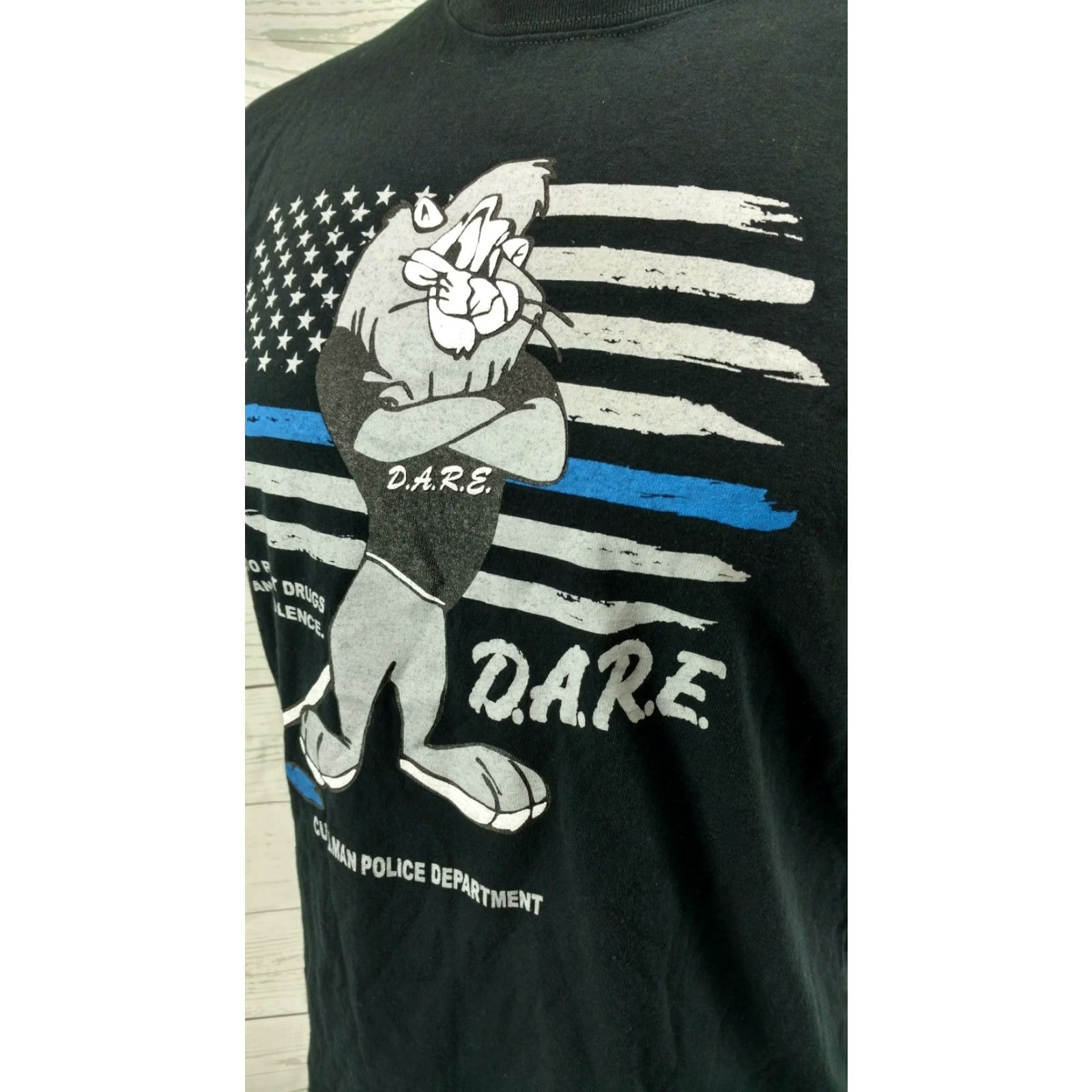 Port & Company DARE TO STAY OFF DRUGS LION Black T-Shirt Port & Company Mens Medium Graphic Tee Size US M / EU 48-50 / 2 - 3 Thumbnail
