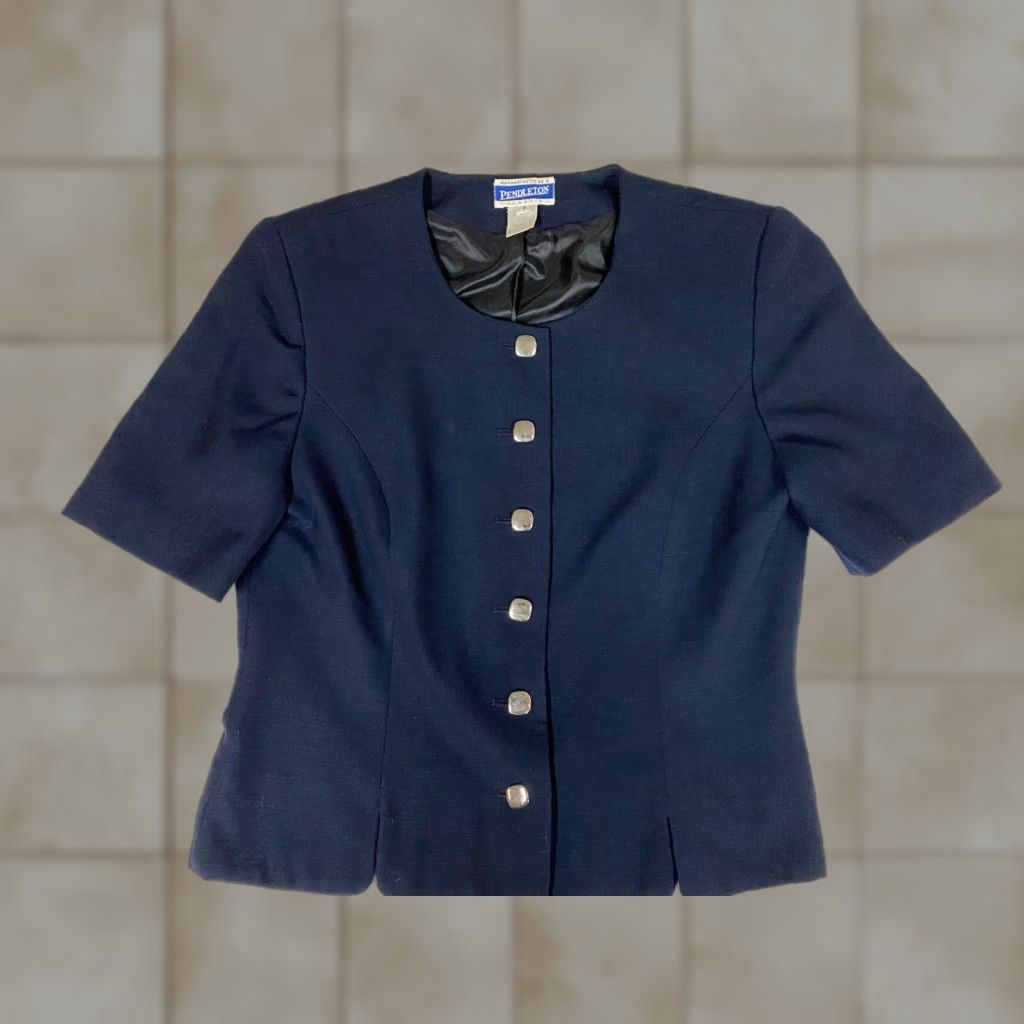 Pendleton Pendleton Jacket Blazer Womens 8 Blue Short Sleeve Polyester Lightweight Regular Fall Winter Blazer Womens Size 30" / US 8 / IT 44 - 1 Thumbnail