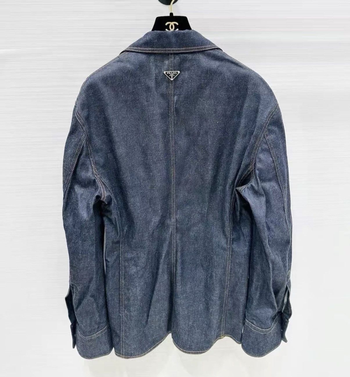 Prada Prada 25 Collection Denim Blue Hourglass Jacket J33 Size XL / US 12-14 / IT 48-50 - 2 Thumbnail
