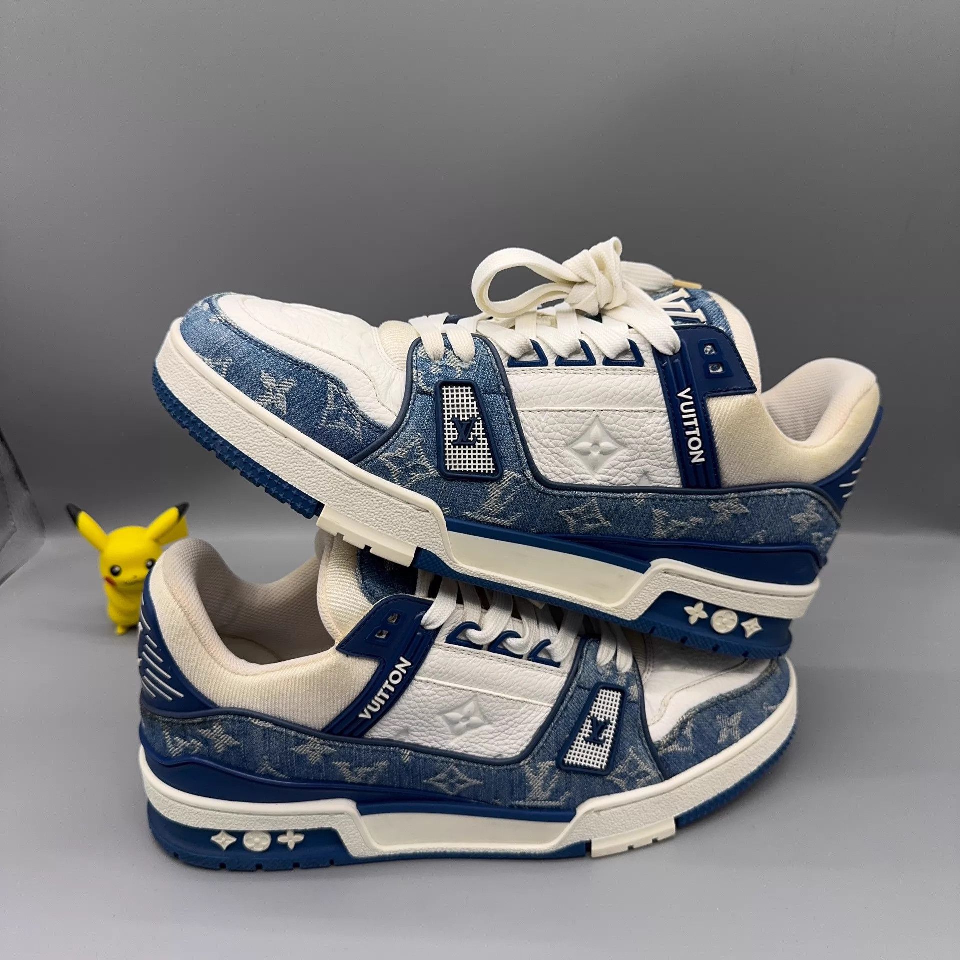 Louis Vuitton LOUIS VUITTON Trainer Denim Blue & White Size US 8 / EU 41 - 5 Thumbnail