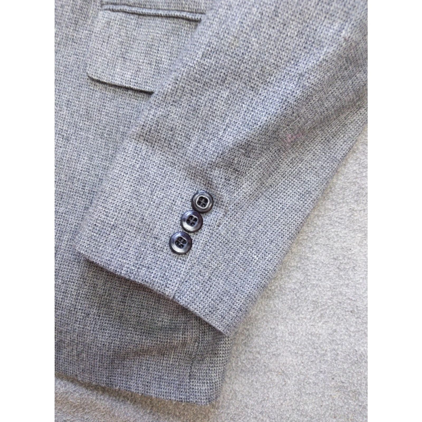 Stafford Stafford Blazer Mens 42 Regular Unstructured Sport Coat Classic Two Button USA Gray Wool Tweed Solid Vintage: No Mens Size 42R - 2 Thumbnail