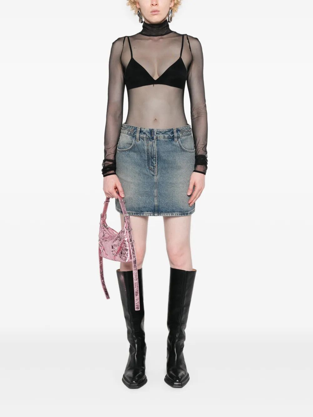 Givenchy o1y0925 Denim Mini Skirt in Blue Size 27" / US 4 / IT 40 - 5 Thumbnail