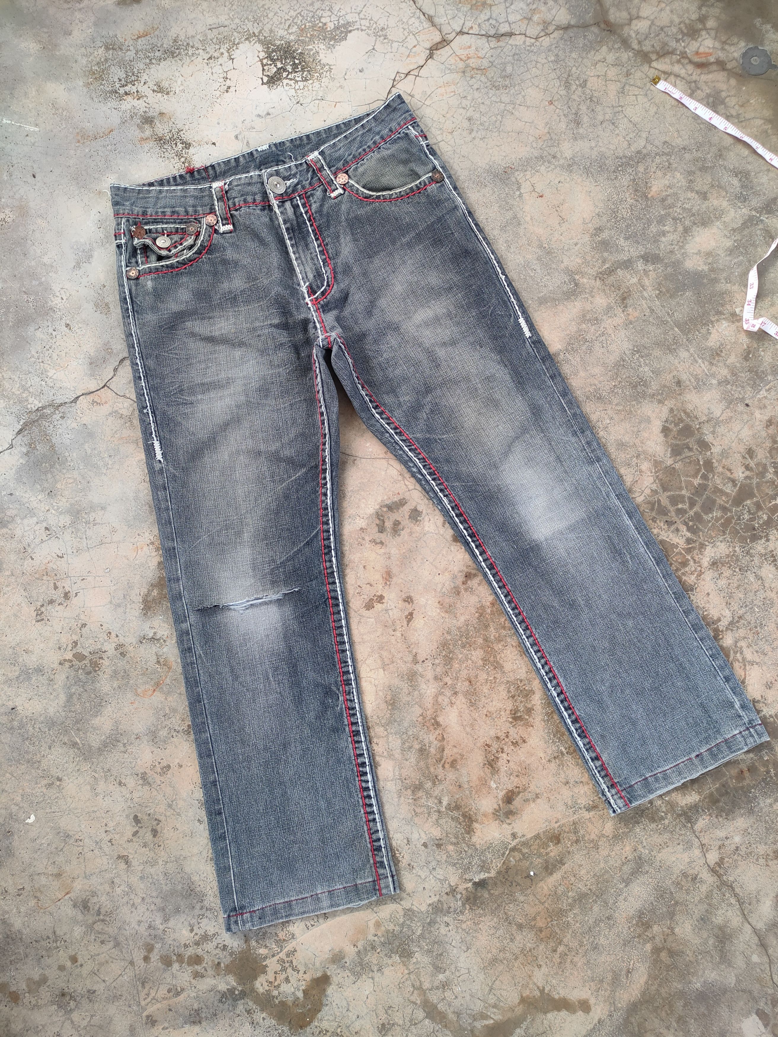 Japanese Brand W33 VINTAGE ROUGH RIDER FADED DISTRESSED DENIM JEAN PANTS Size US 33 - 2 Thumbnail