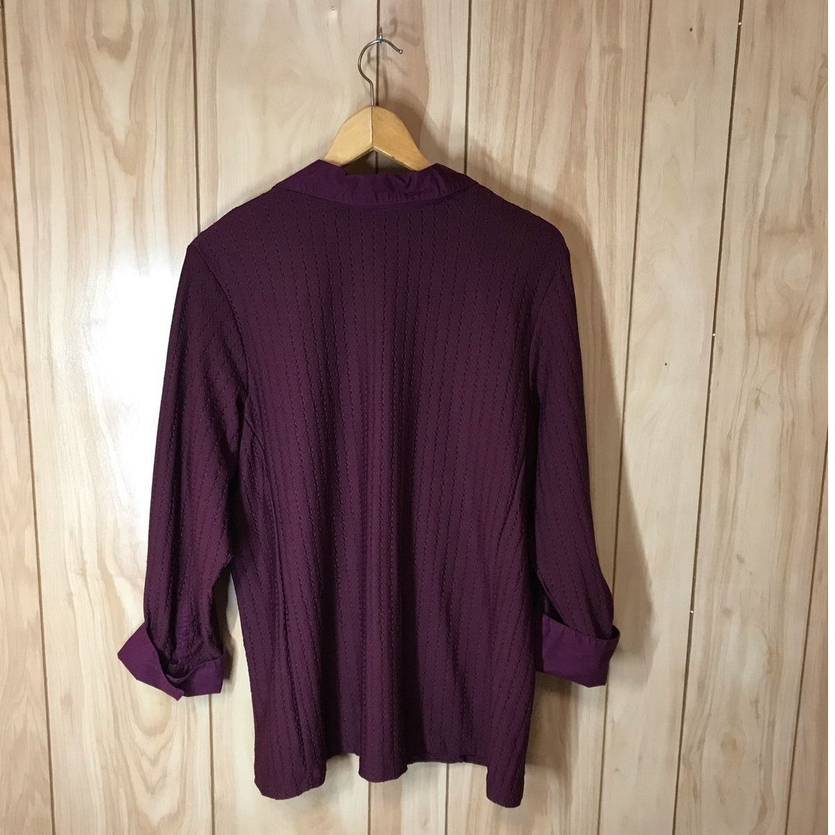 Avenue Avenue Stretch Purple Collared V-Neck Long Sleeve Top 18/20 Size XXL / US 16-18 / IT 52-54 - 2 Thumbnail