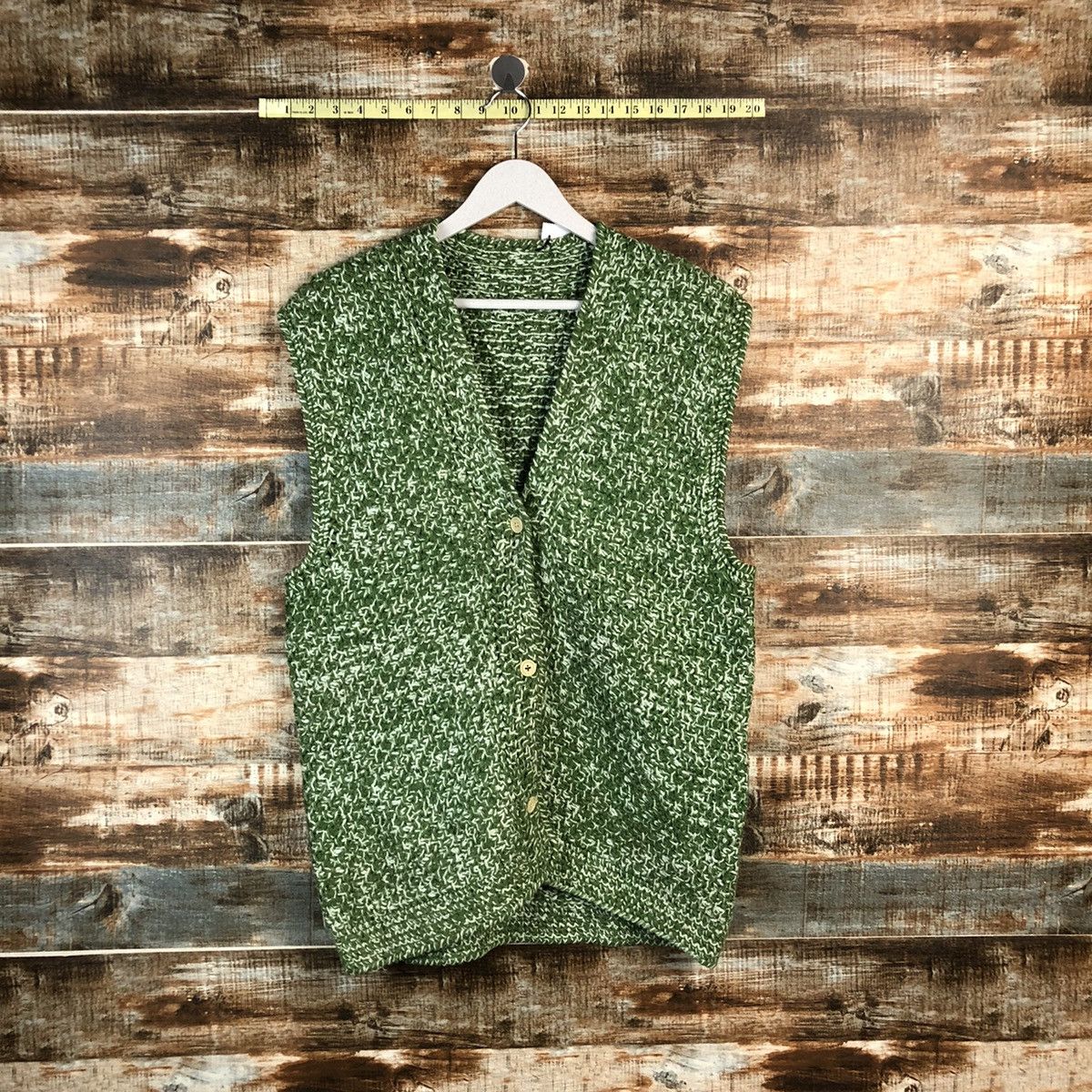 Handmade Hand Made vintage Green Vest Knitwear #A2190 Size US M / EU 48-50 / 2 - 1 Thumbnail