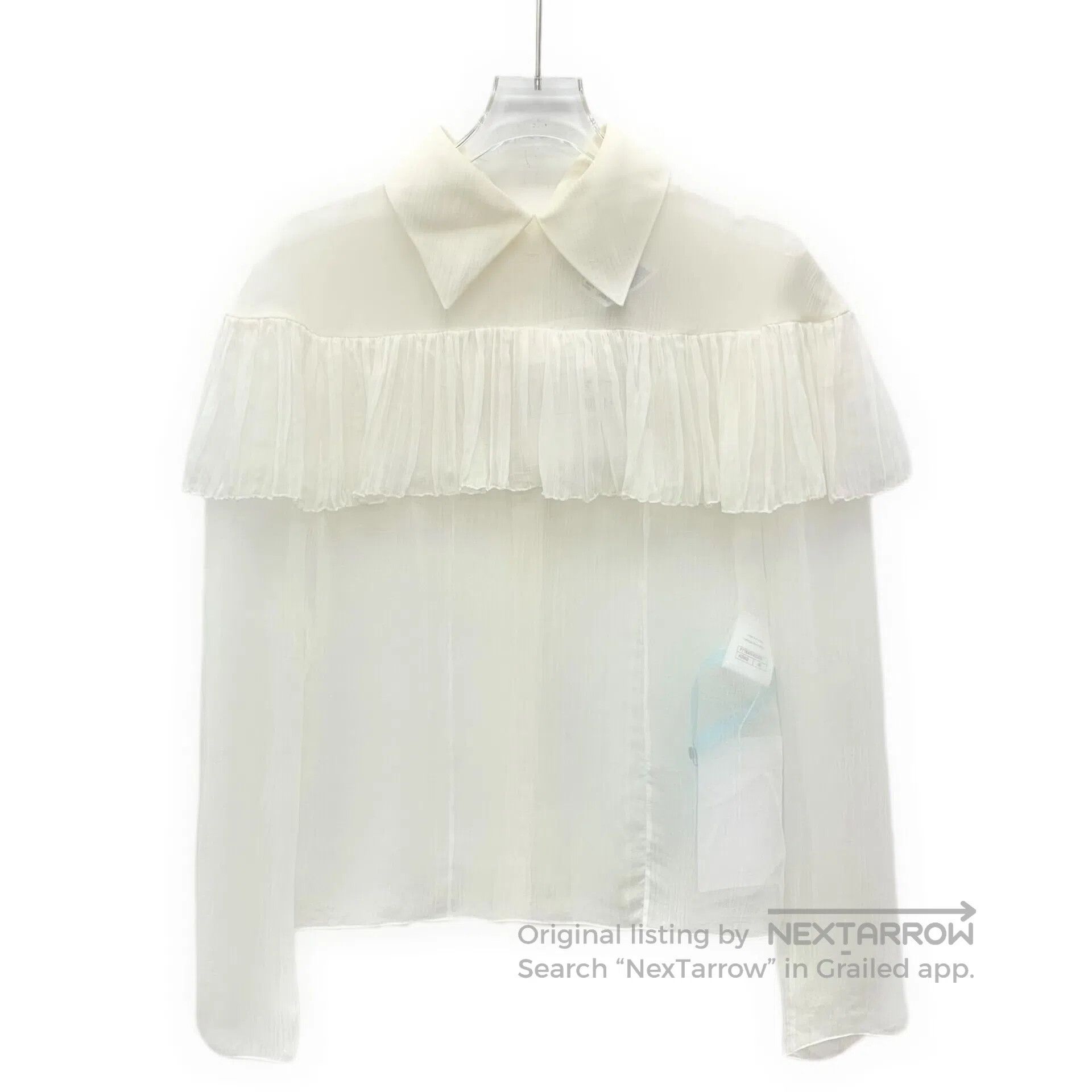 Chanel Chanel Off-white lace ruffle silk collar long-sleeved shir Size XS / US 0-2 / IT 36-38 - 1 Thumbnail