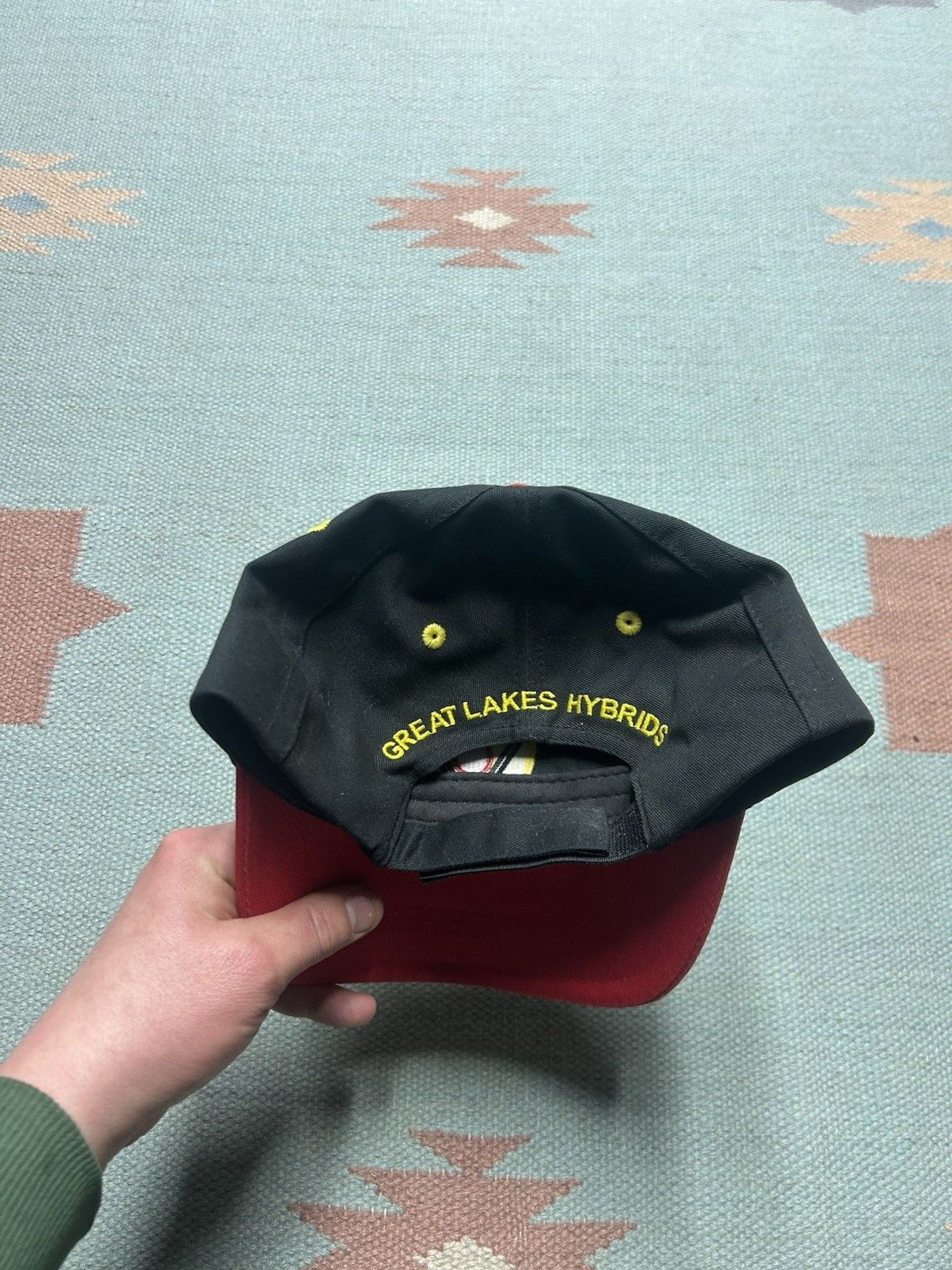 Vintage Great Lakes hybrids strapback hat farm feed black red yellow Size ONE SIZE - 4 Thumbnail