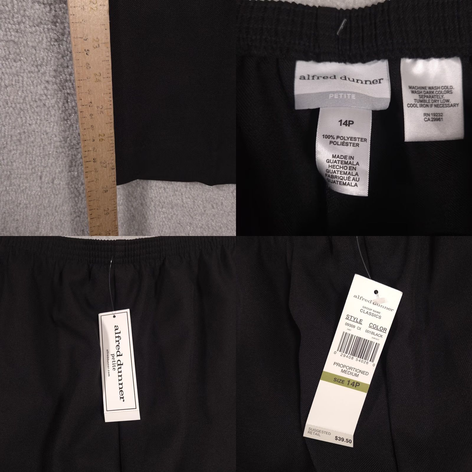 Vintage Alfred Dunner Dress Womens 14P Black Pants Stretch Pull Straight Leg Career Size 36" / US 14 / IT 50 - 8 Thumbnail