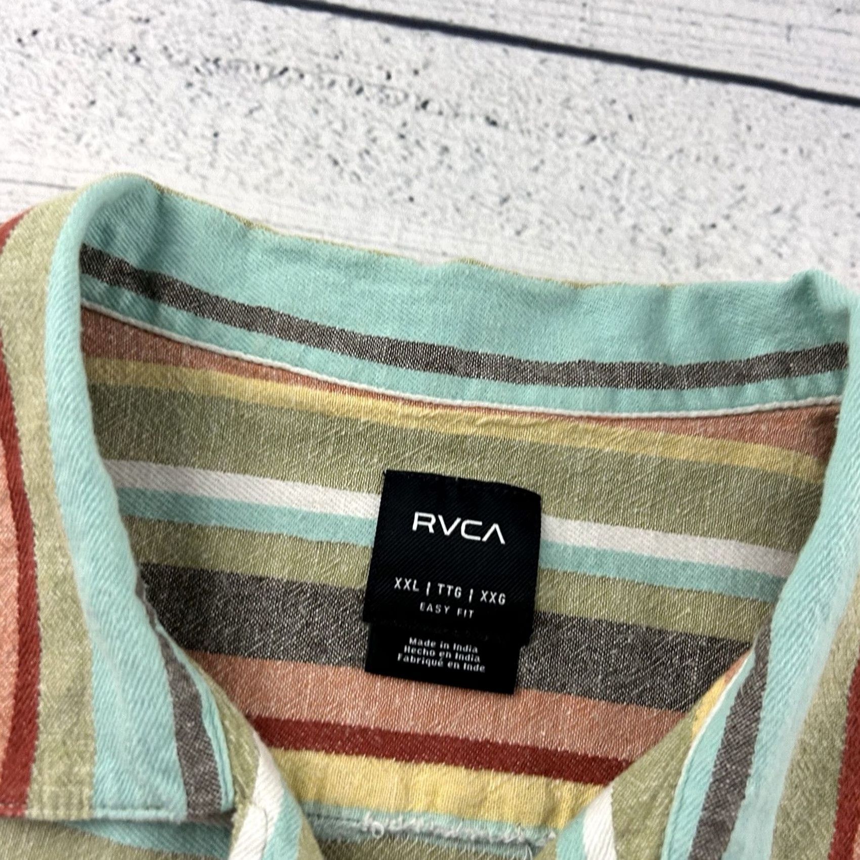 RVCA RVCA Striped Short Sleeve Button Front Shirt Multicolor Pocket Mens XXL Size US XXL / EU 58 / 5 - 2 Thumbnail
