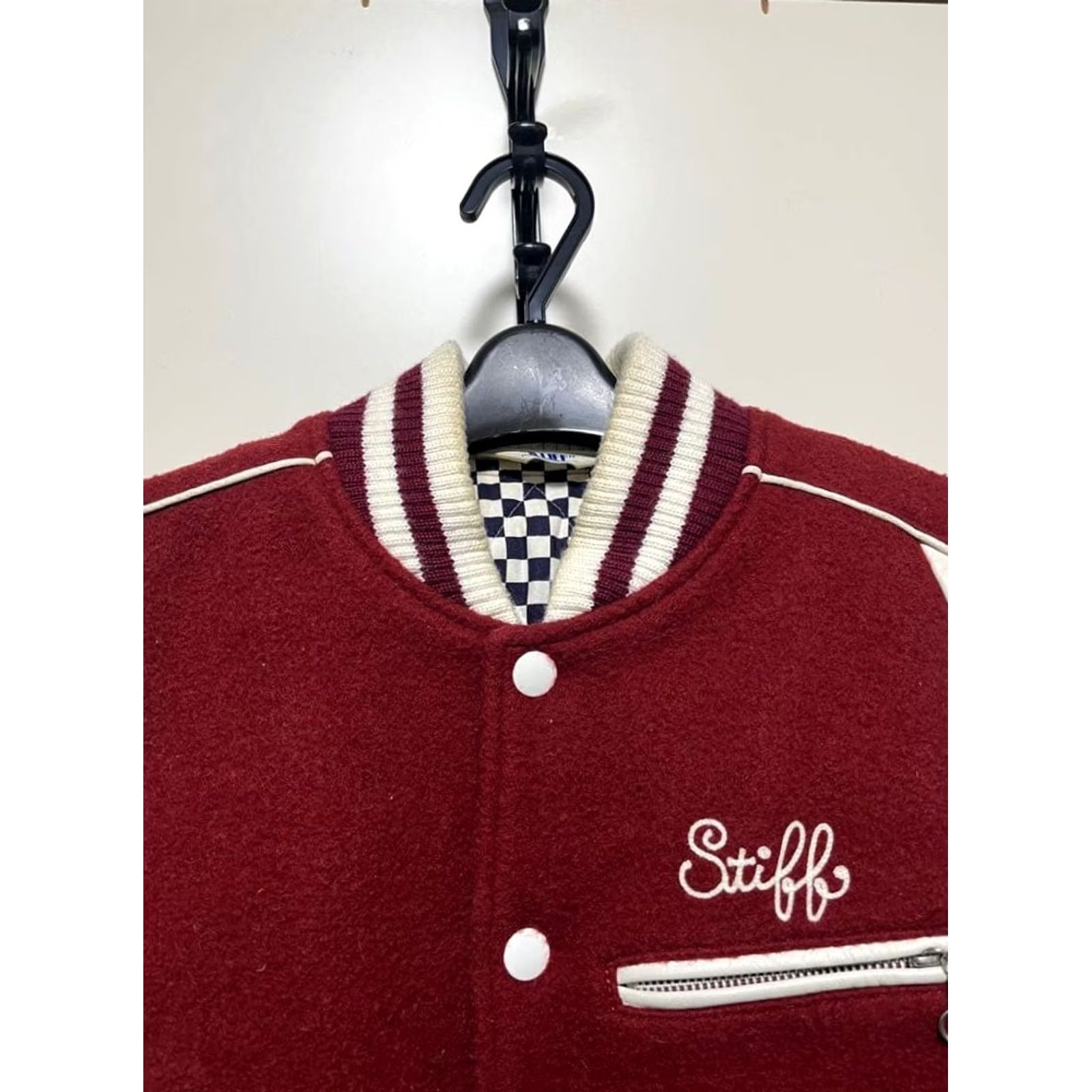 Vintage Stiff Melton Stadium Jacket Leather Wool Size M Red Size US M / EU 48-50 / 2 - 6 Thumbnail