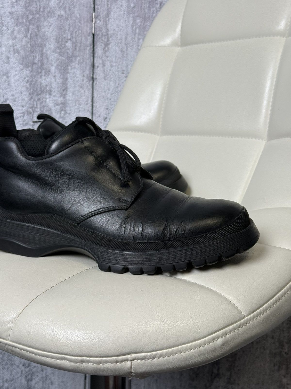 Prada Prada Black Leather Boots Men’s Lug Sole Shoes Made in Italy Size US 9 / EU 42 - 8 Thumbnail