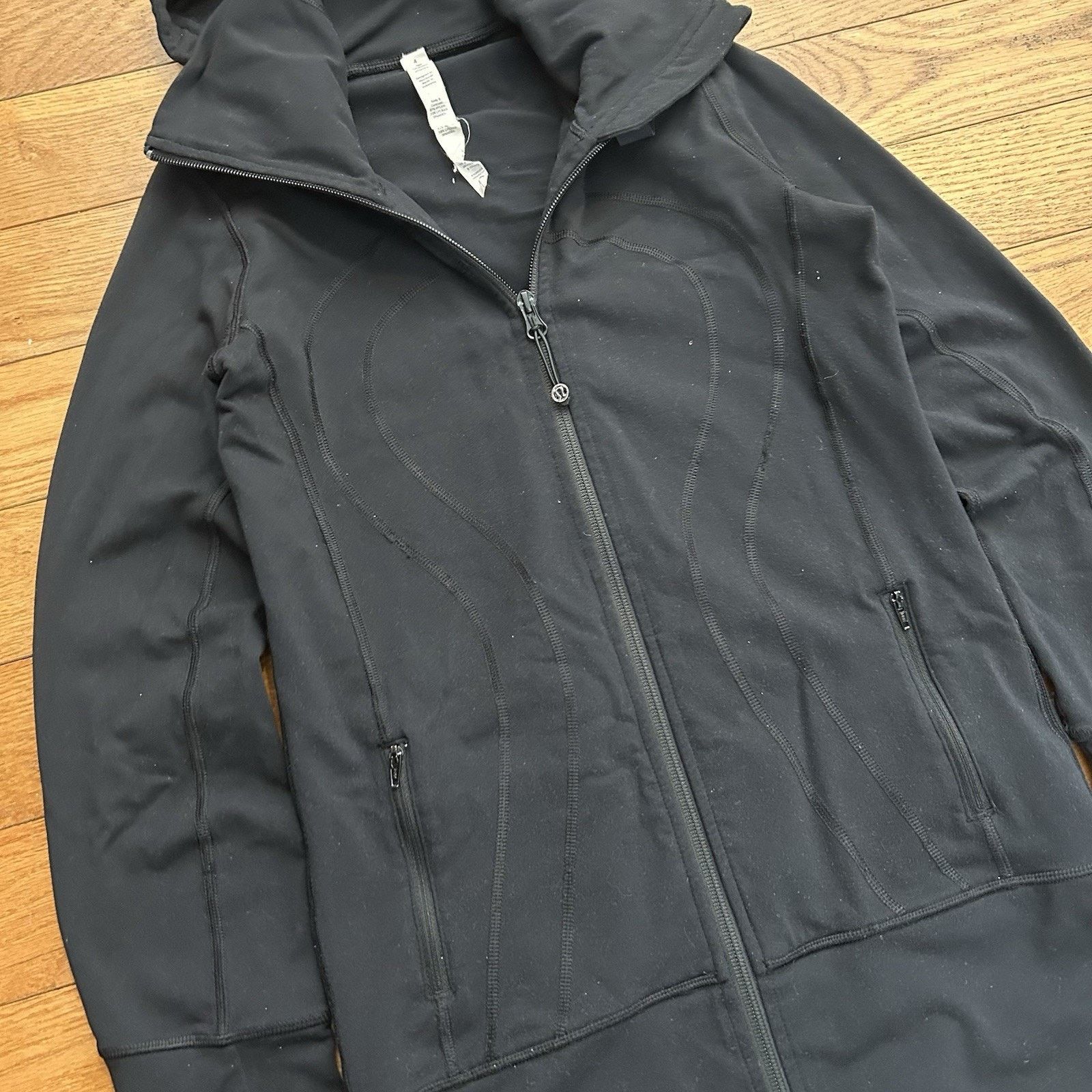 Lululemon In Stride Jacket Black Full Zip Performance Athletic Hoodie Size S / US 4 / IT 40 - 2 Thumbnail