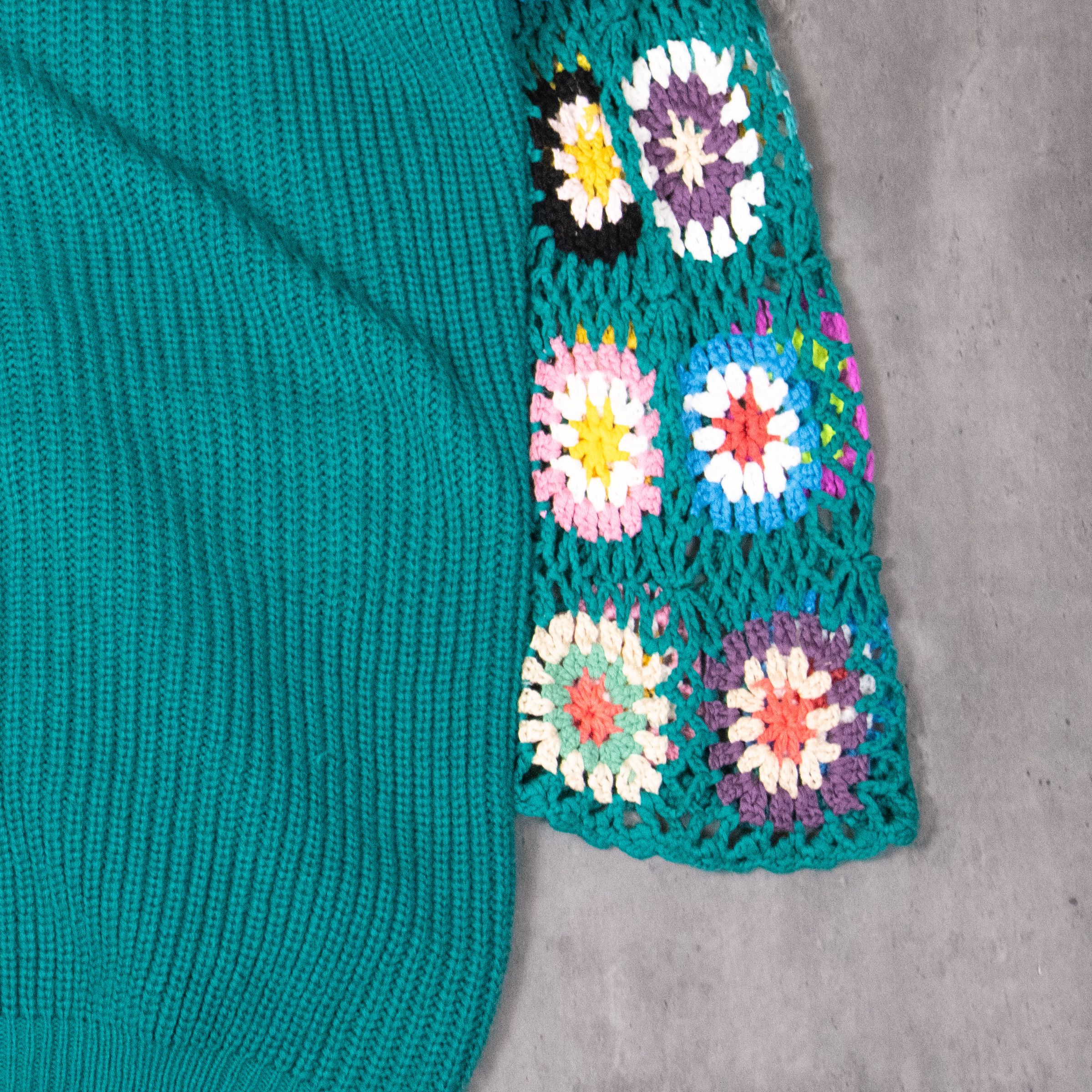 Vintage VIntage Y2K 2000's Teal Flower Corset Baggy Cardigan Shawl Size US M / EU 48-50 / 2 - 10 Thumbnail