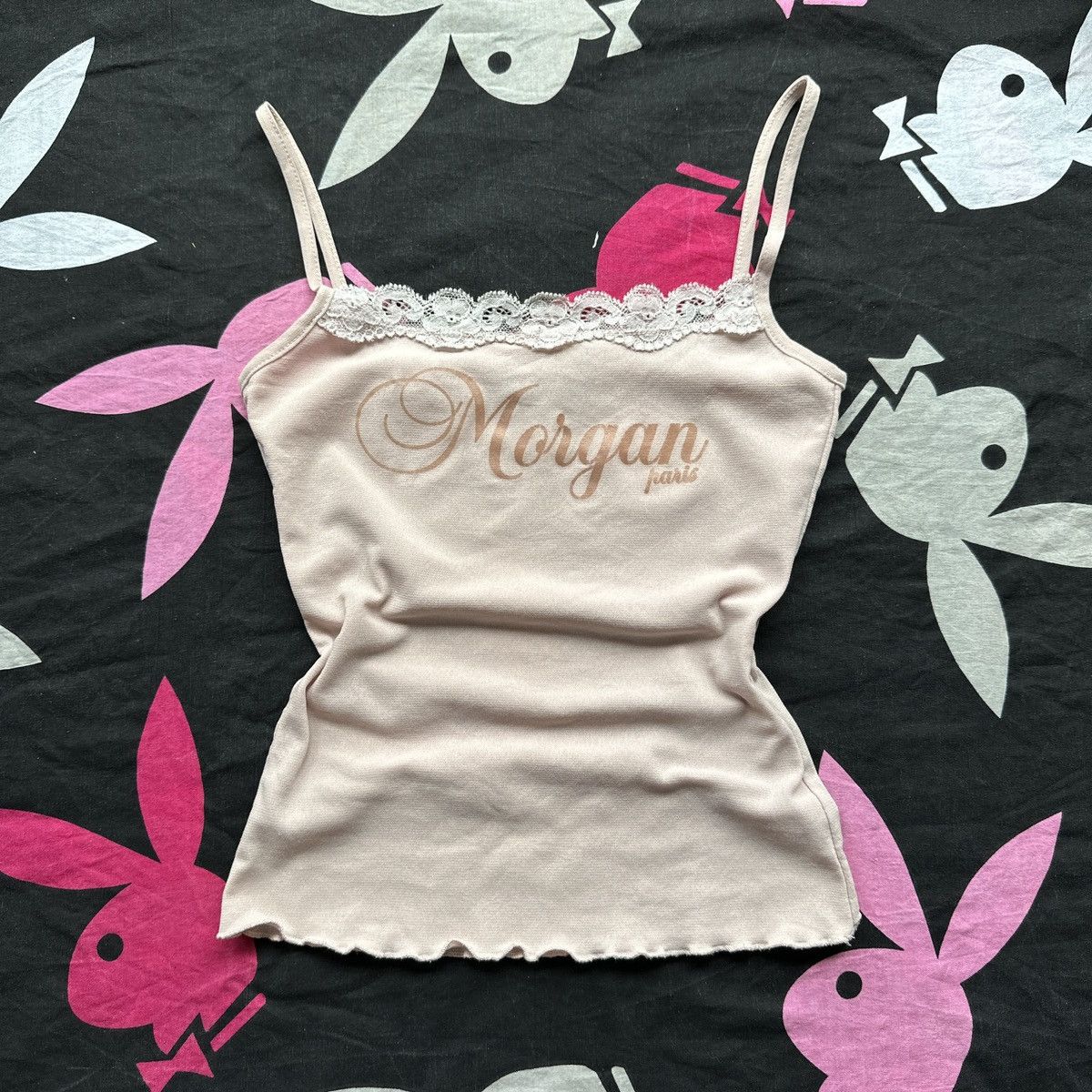 Beauty Beast × Morgan Homme Cute Lace Baby Doll Coquette Mesh Logo Ballet Top 00s Size ONE SIZE - 2 Thumbnail