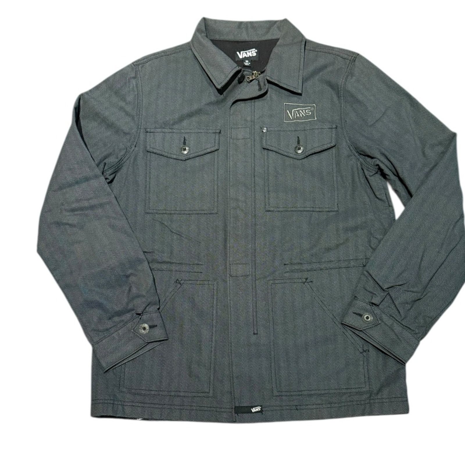 Vans Vans Size Medium Gray Herringbone Anorak Style Zip Jacket Size US M / EU 48-50 / 2 - 2 Thumbnail