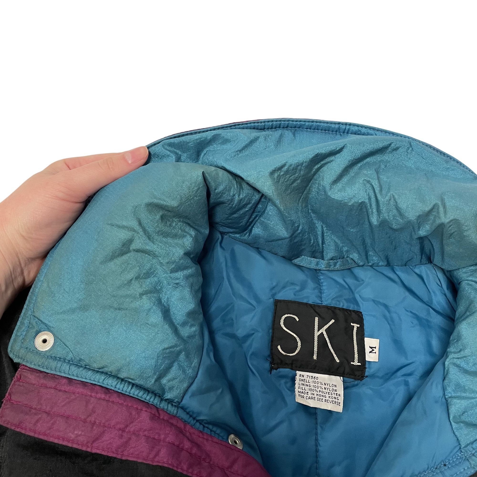 Other Vtg Thermoloft Black Blue COLOR BLOCK Nylon Puffer Jacket Size US M / EU 48-50 / 2 - 6 Thumbnail