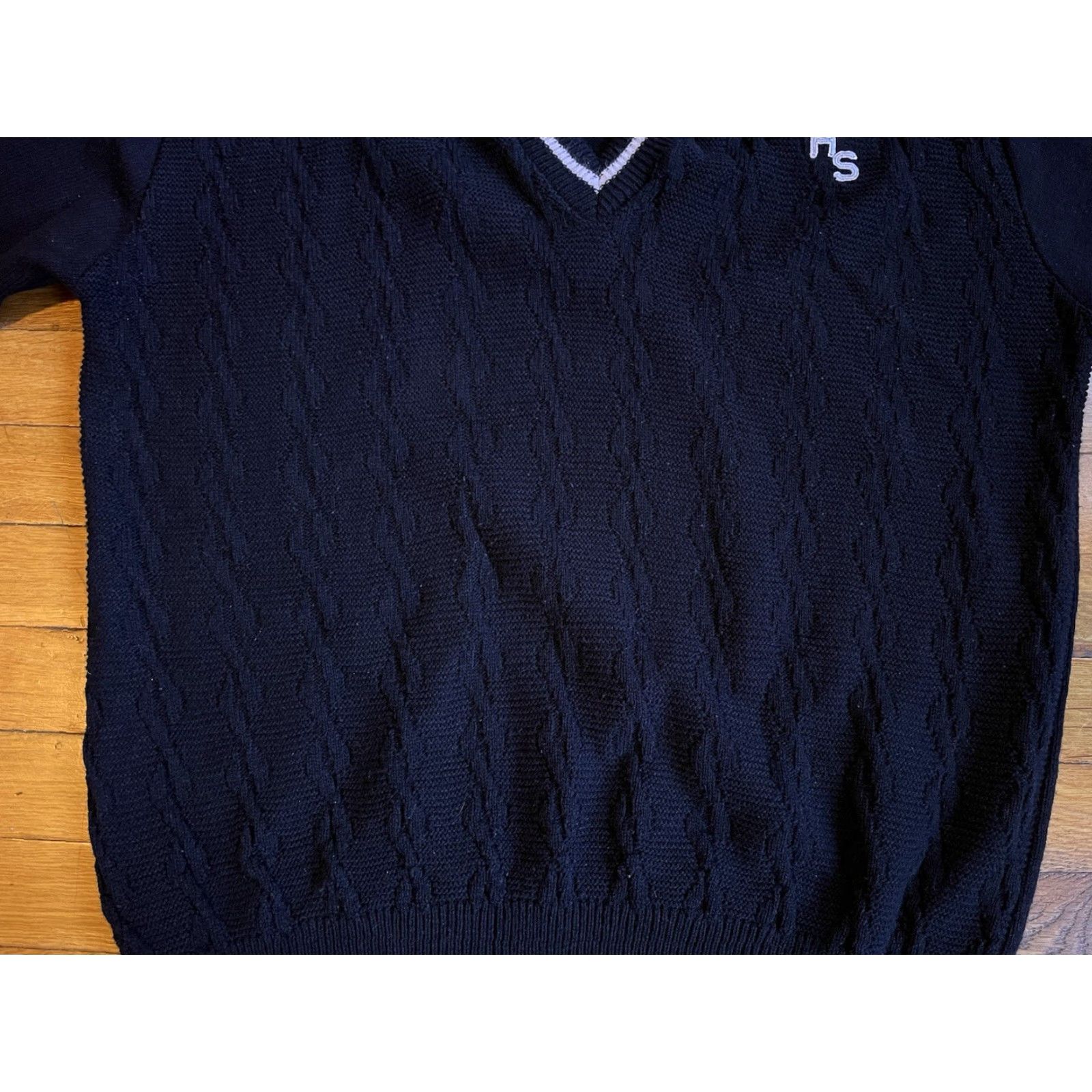 Vintage VINTAGE Scholastic Arista Varsity Sweater Men’s Large L Blue Cable-Knit Embroidered Pullover Size US L / EU 52-54 / 3 - 3 Thumbnail