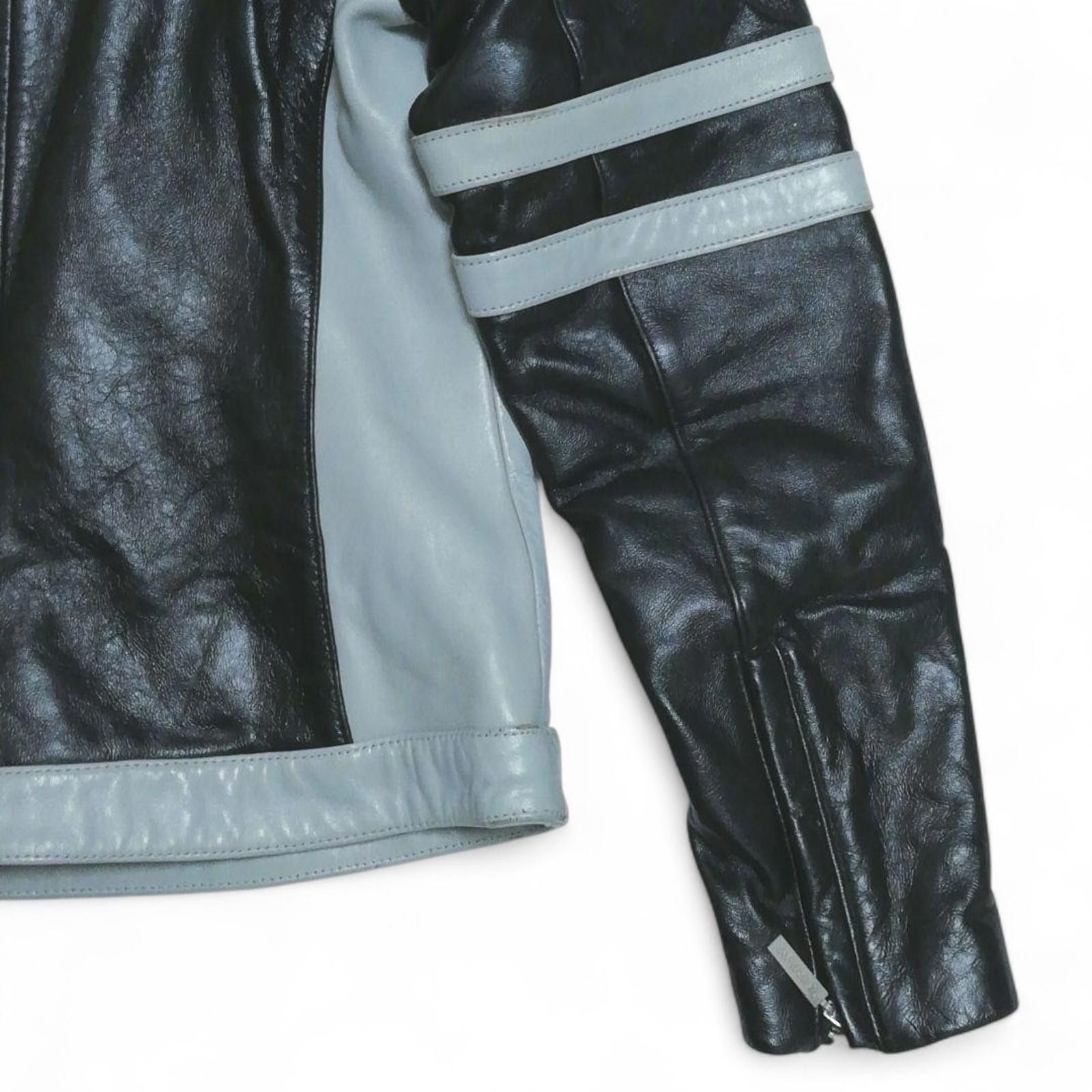 Avirex Avirex - Motorcycle Leather Jacket Black Light Blue Size ONE SIZE - 6 Thumbnail